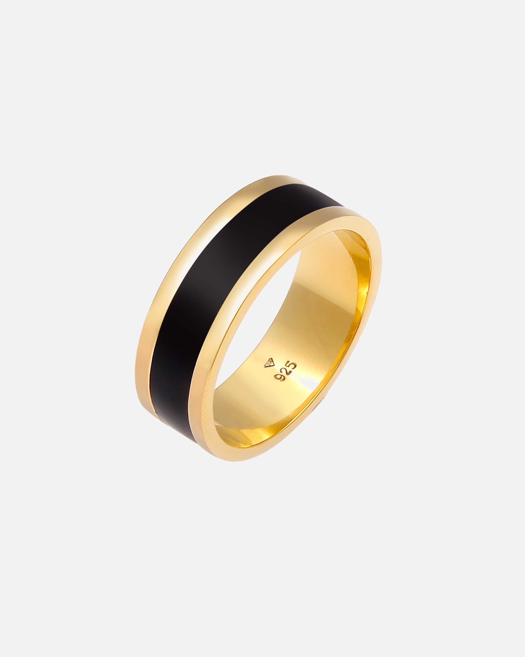 Ring für Männlich KUZZOI Herren Bandring Basic Geo Emaille Casual 925 Silber 60