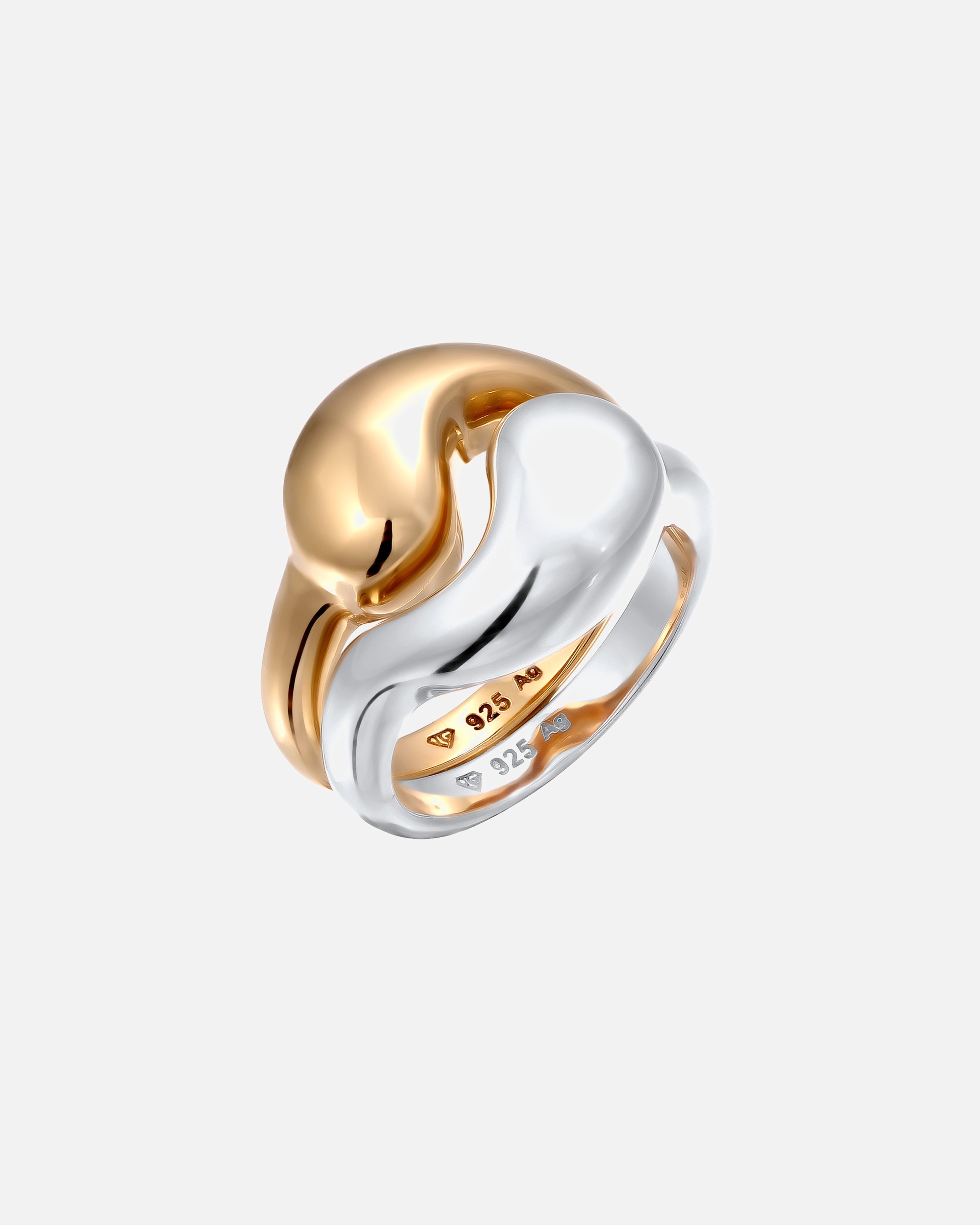 Ring für Weiblich Elli Set Ying Yang 925 Sterling Silber vergoldet 54