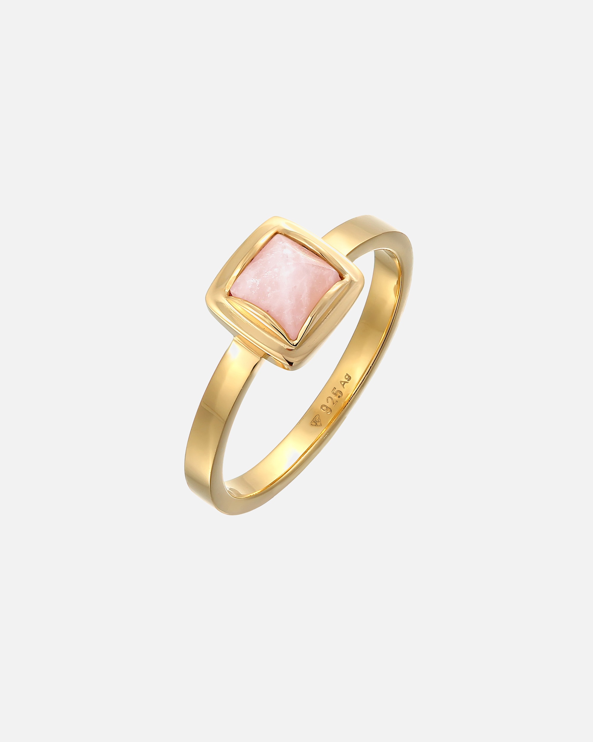 Ring für Weiblich Elli PREMIUM Elli PREMIUM Ring Solitär Rosa Quarz Pyramid 925 Silber vergoldet 54