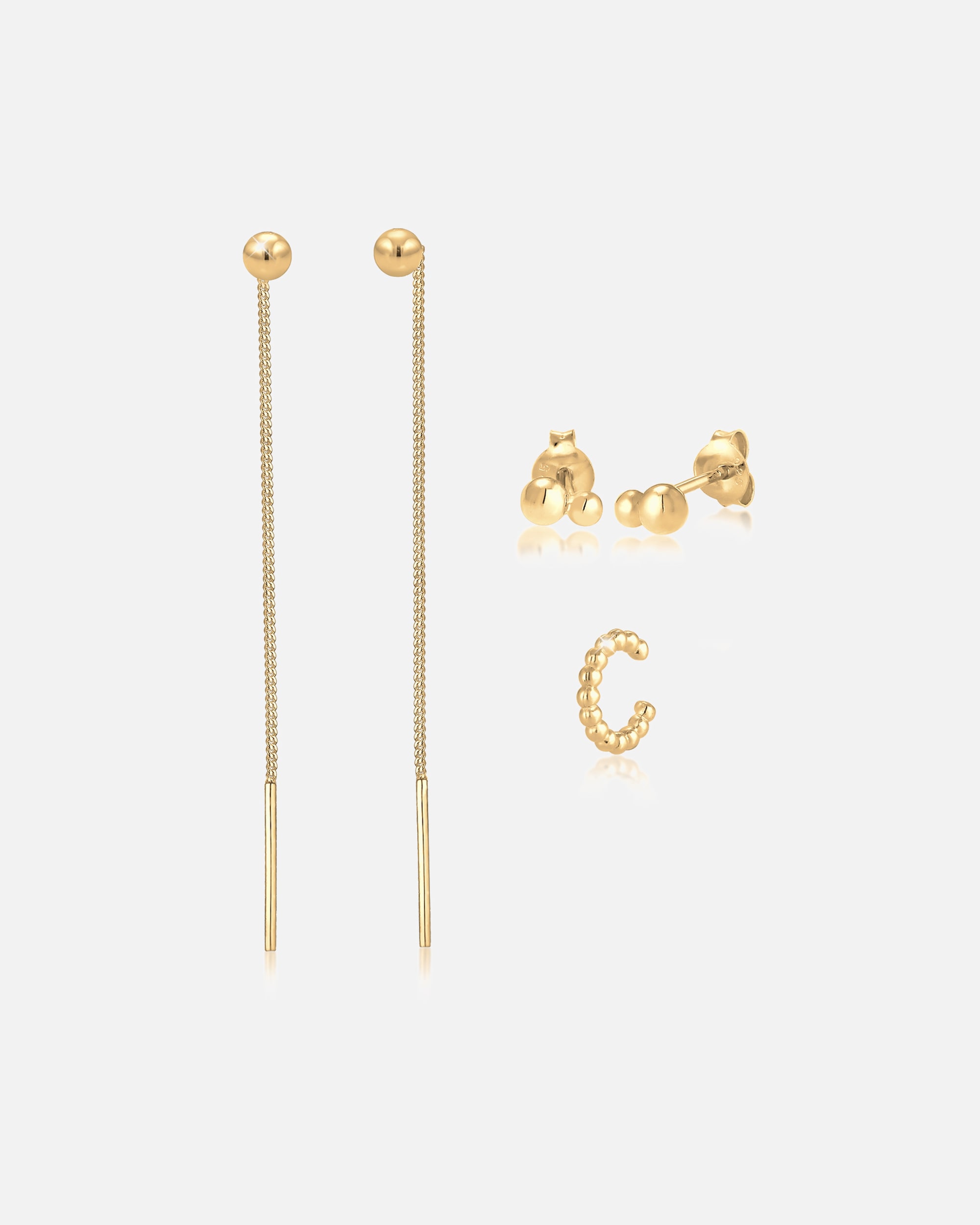 Ohrringe für Weiblich Elli 3er Set Durchziehen Earcuff Kugel Geo 925 Silber 1 Stück