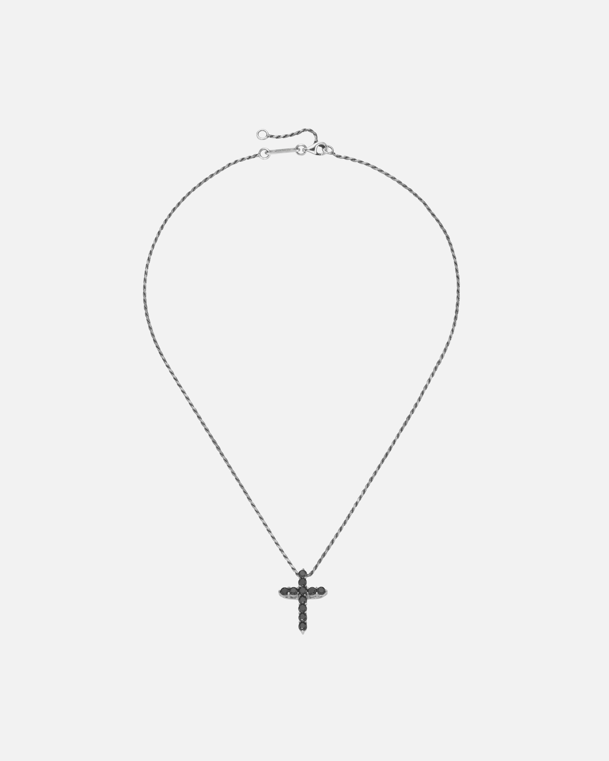 Halskette für Unisex Giorgio Martello Milano Kette mit Anhänger Kreuz, schwarze Spinelle, Silber 925 45 cm