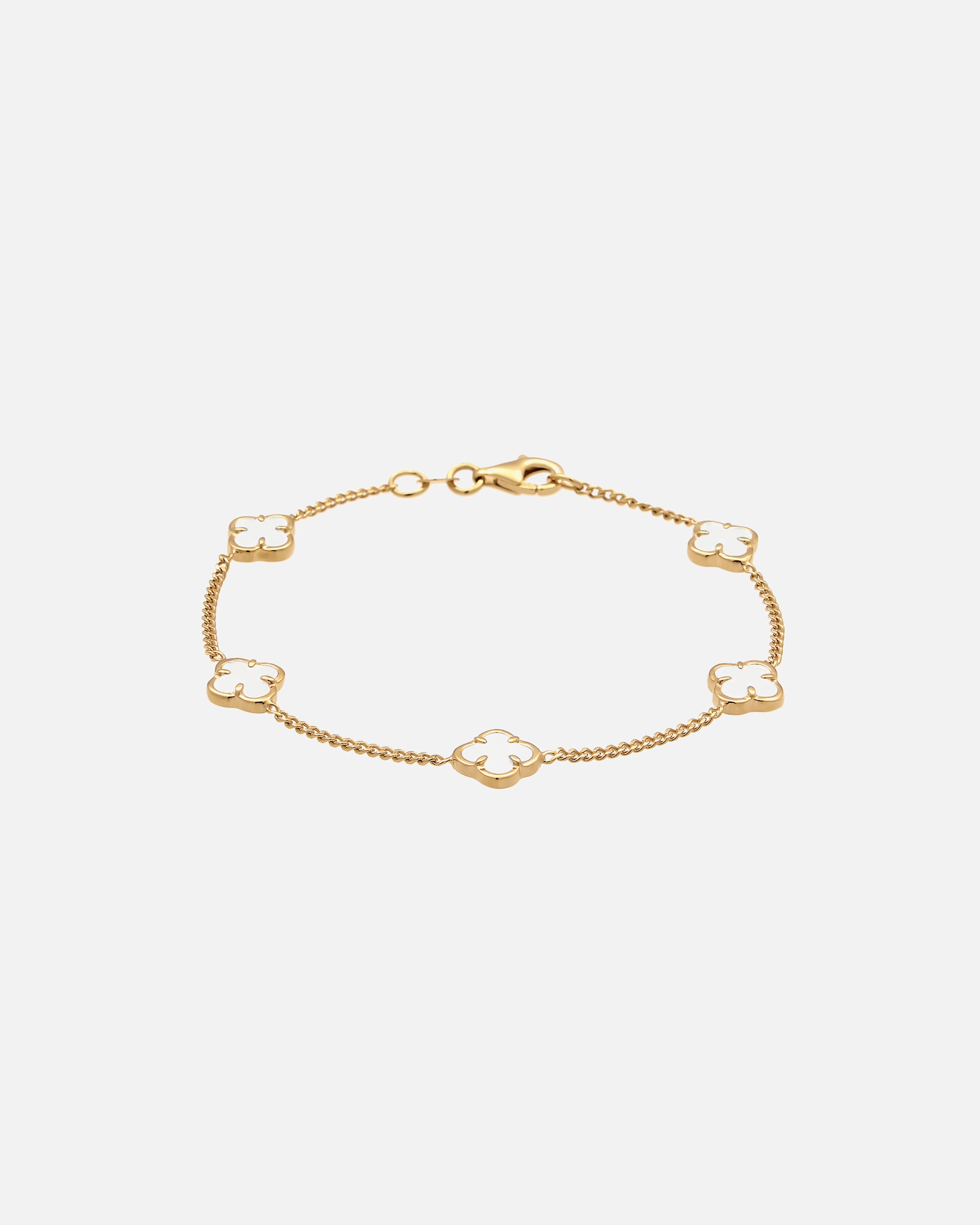 Armband für Weiblich Elli Kleeblatt Emaille Weiß 925 Sterling Silber vergoldet 17