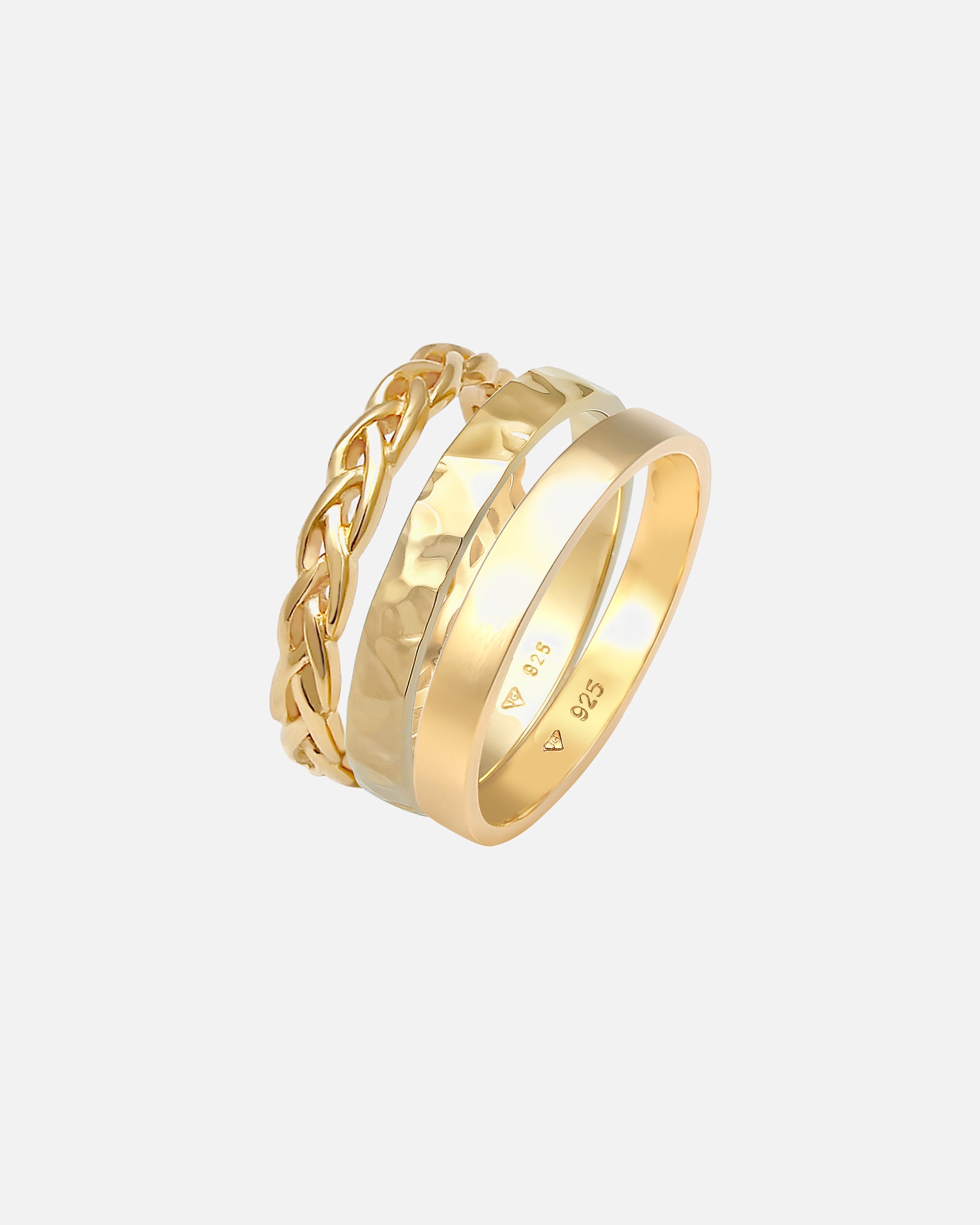 Ring für Weiblich Elli Elli Ring Bandring Zopfmuster Hammerschlag 3er Set 925 Silber 54