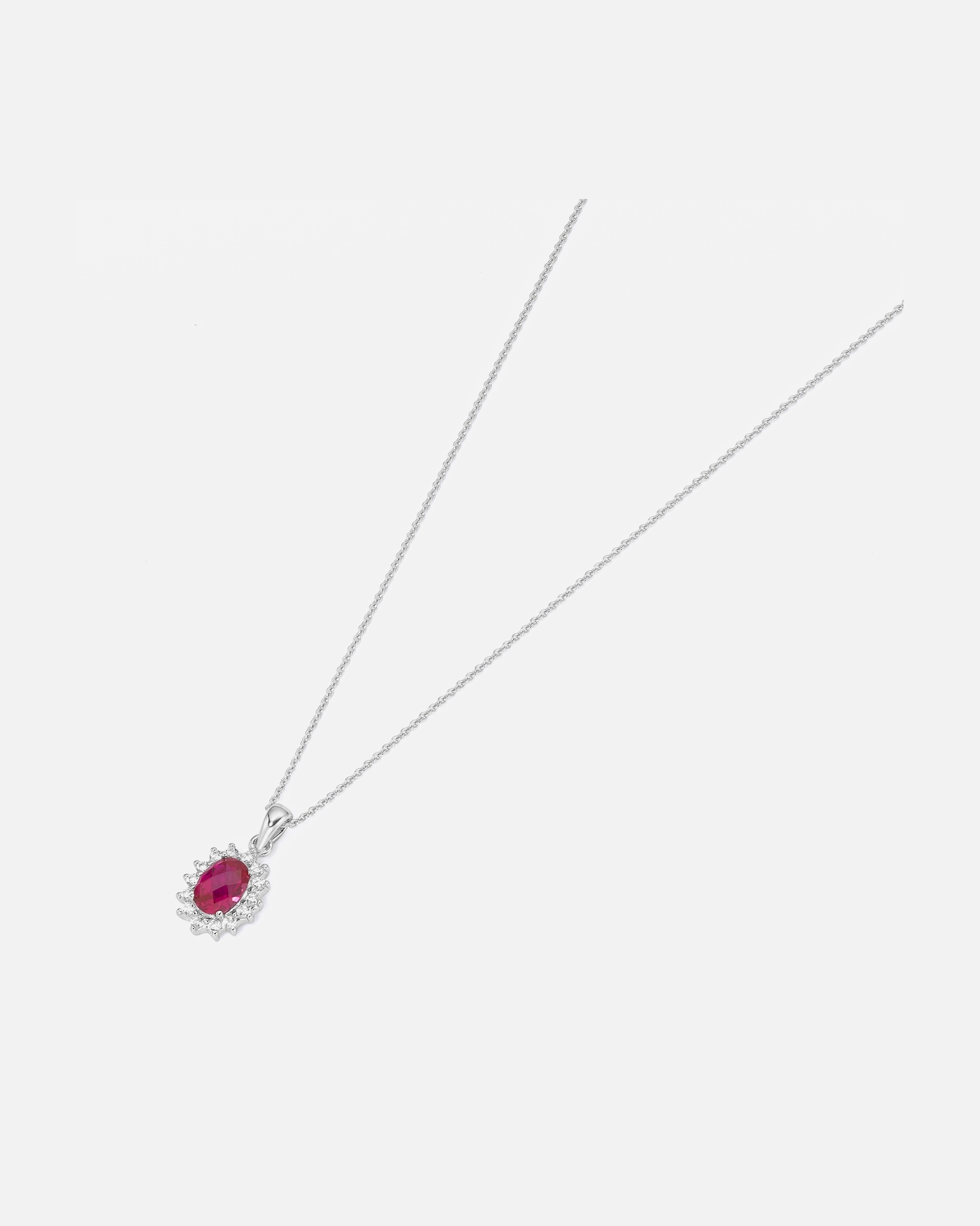 Halskette für Weiblich Smart Jewel Kette farbiger Stein und Zirkonia Steine, Silber 925 Rot