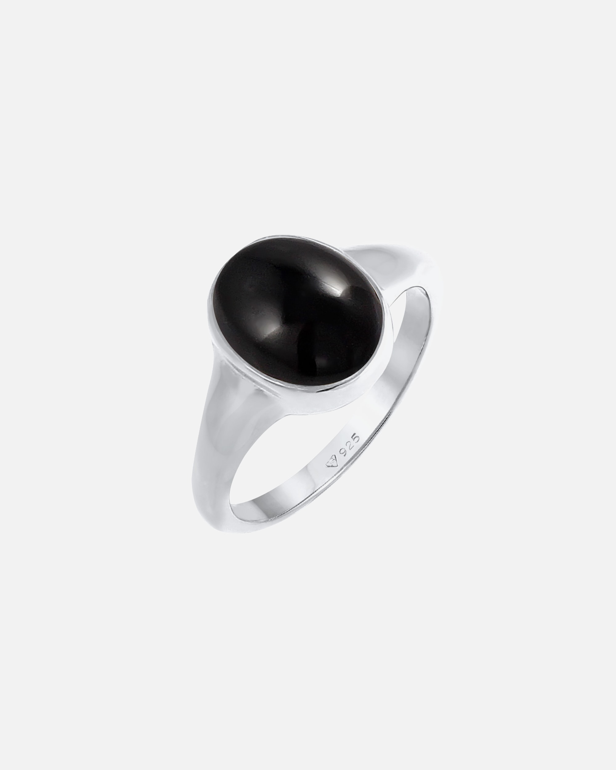 Ring für Weiblich Elli Elli Pierścień Owalny sygnet damski z kamieniem szlachetnym Onyx pozłacane srebro 925 Sterling Silver 52 mm
