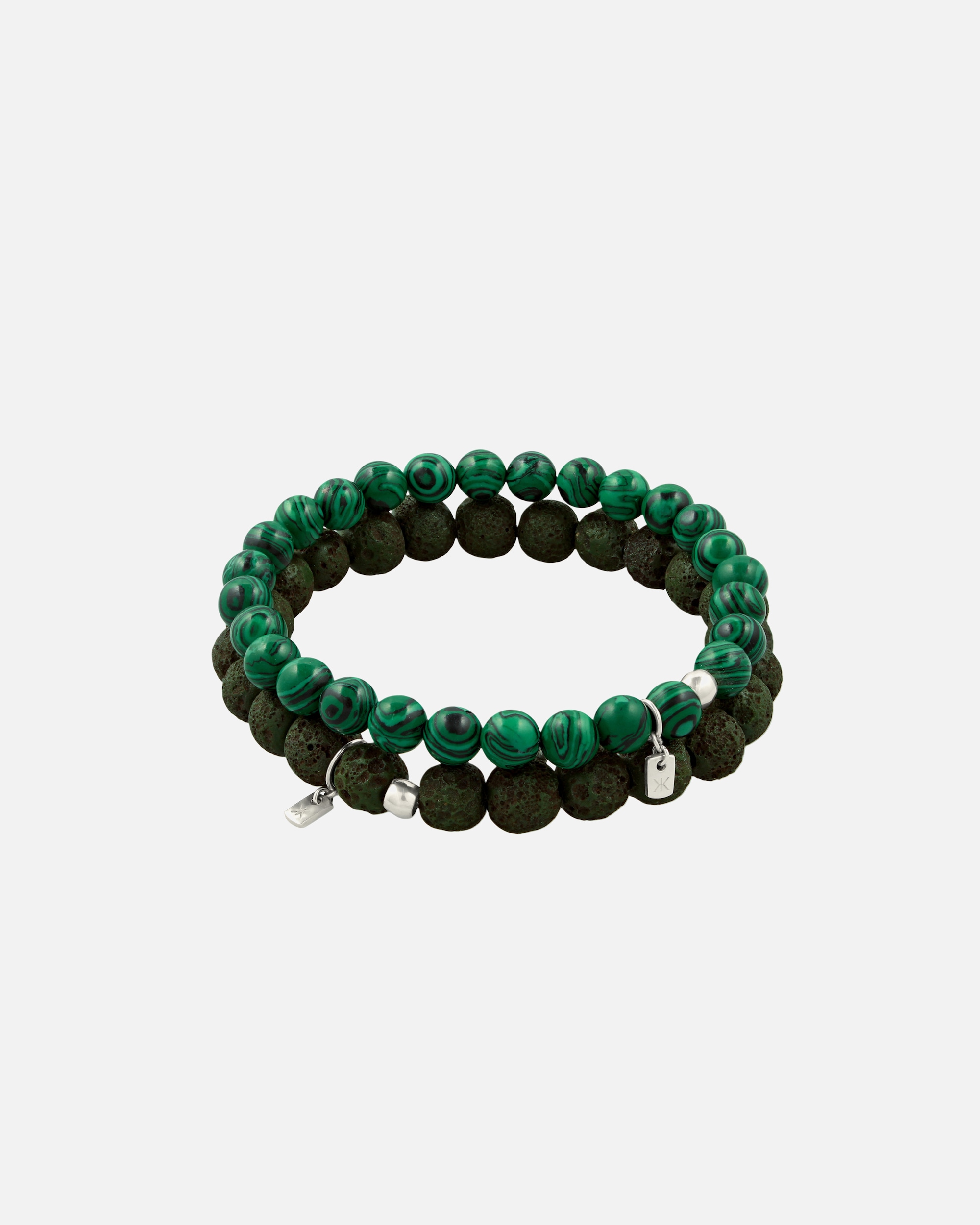 Armband für Männlich KUZZOI Set Perlen Harz Grün 925 Sterling Siber 23