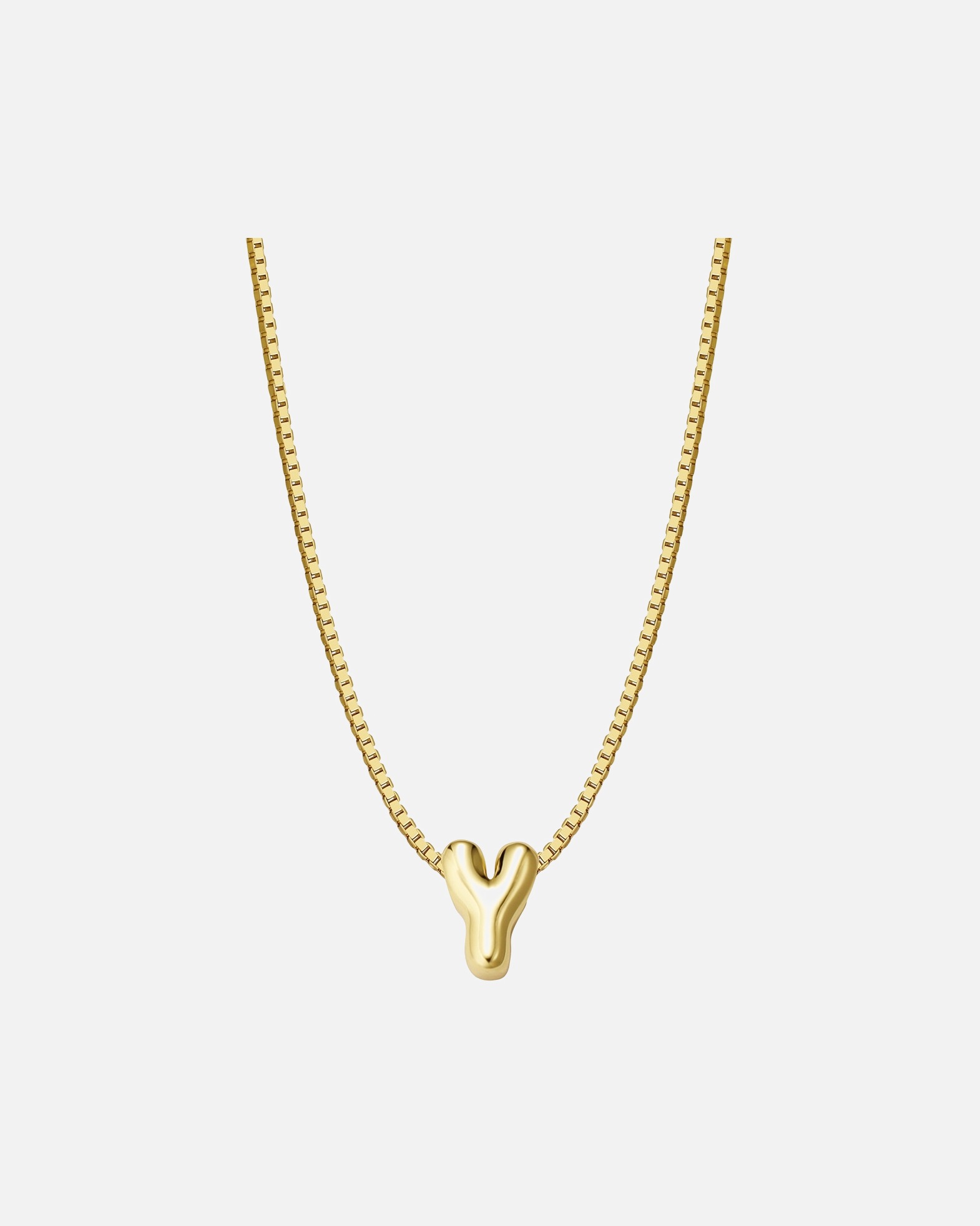 Halskette für Weiblich Halskette Buchstabe Y aus Sterling Silber in gelbgold 40,0 cm Basiskette + 5,0 cm Verlängerung
