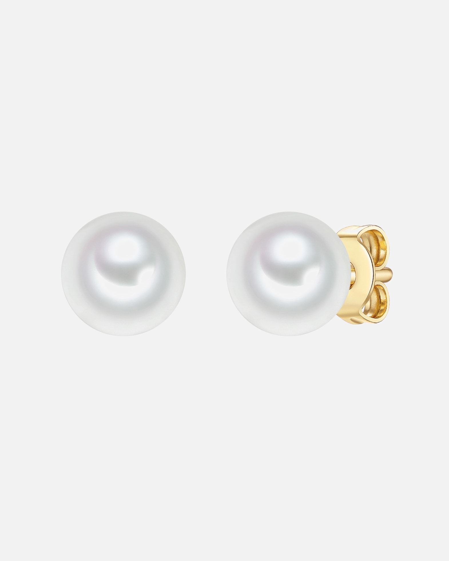 Ohrringe für Weiblich Trilani Perlen-Ohrstecker aus Sterling Silber in gelbgold mit Süßwasser-Zuchtperle 1 Stück