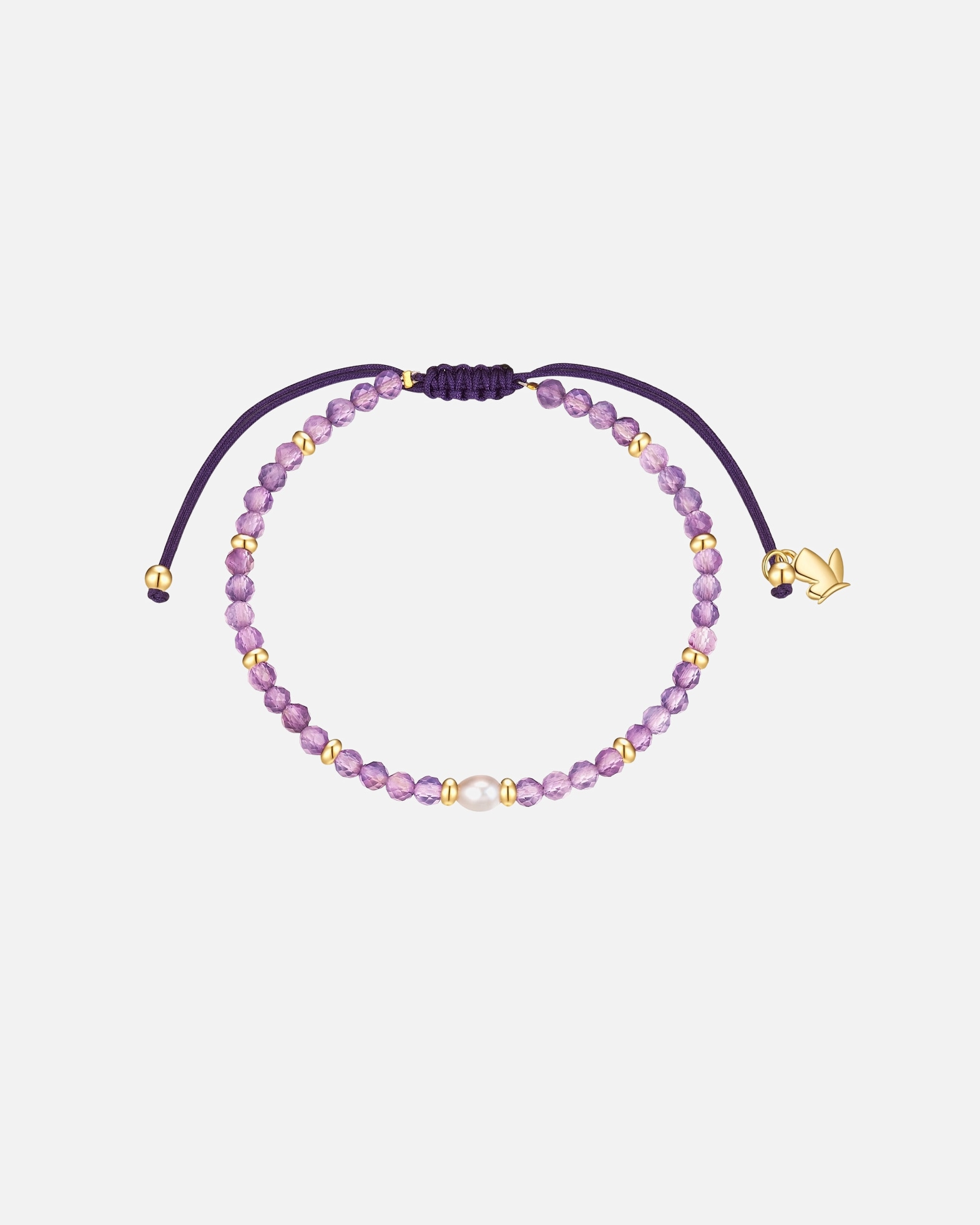 Armband für Weiblich Glanzstücke München Armband aus Edelstahl in Gelbgold mit Amethyst und Süßwasser-Zuchtperle 15,0 - 22,0 cm, flexibel einstellbar
