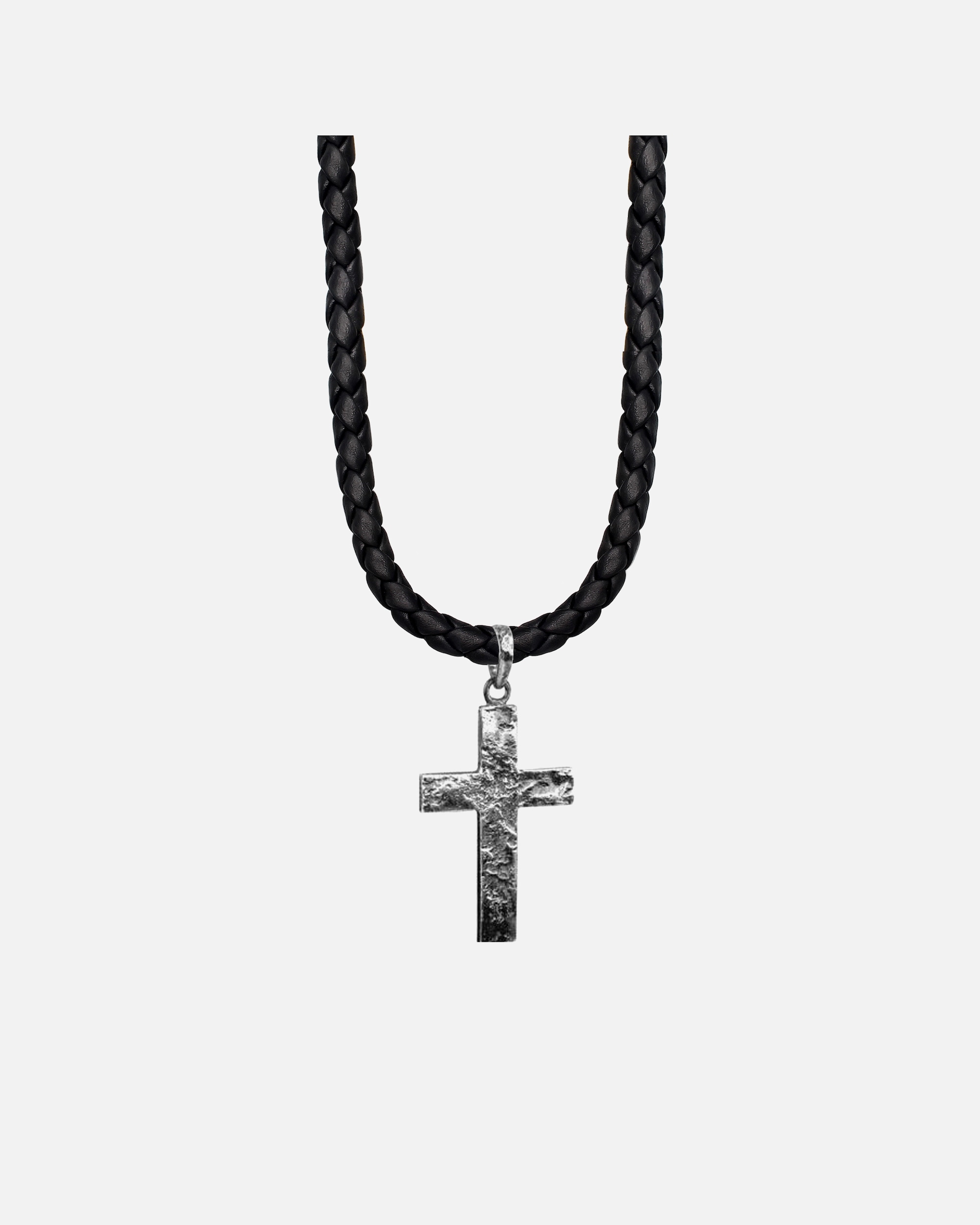 Halskette für Männlich KUZZOI Herren Kreuz Oxidiert Leder in 925 Sterling Silber 1 Stück