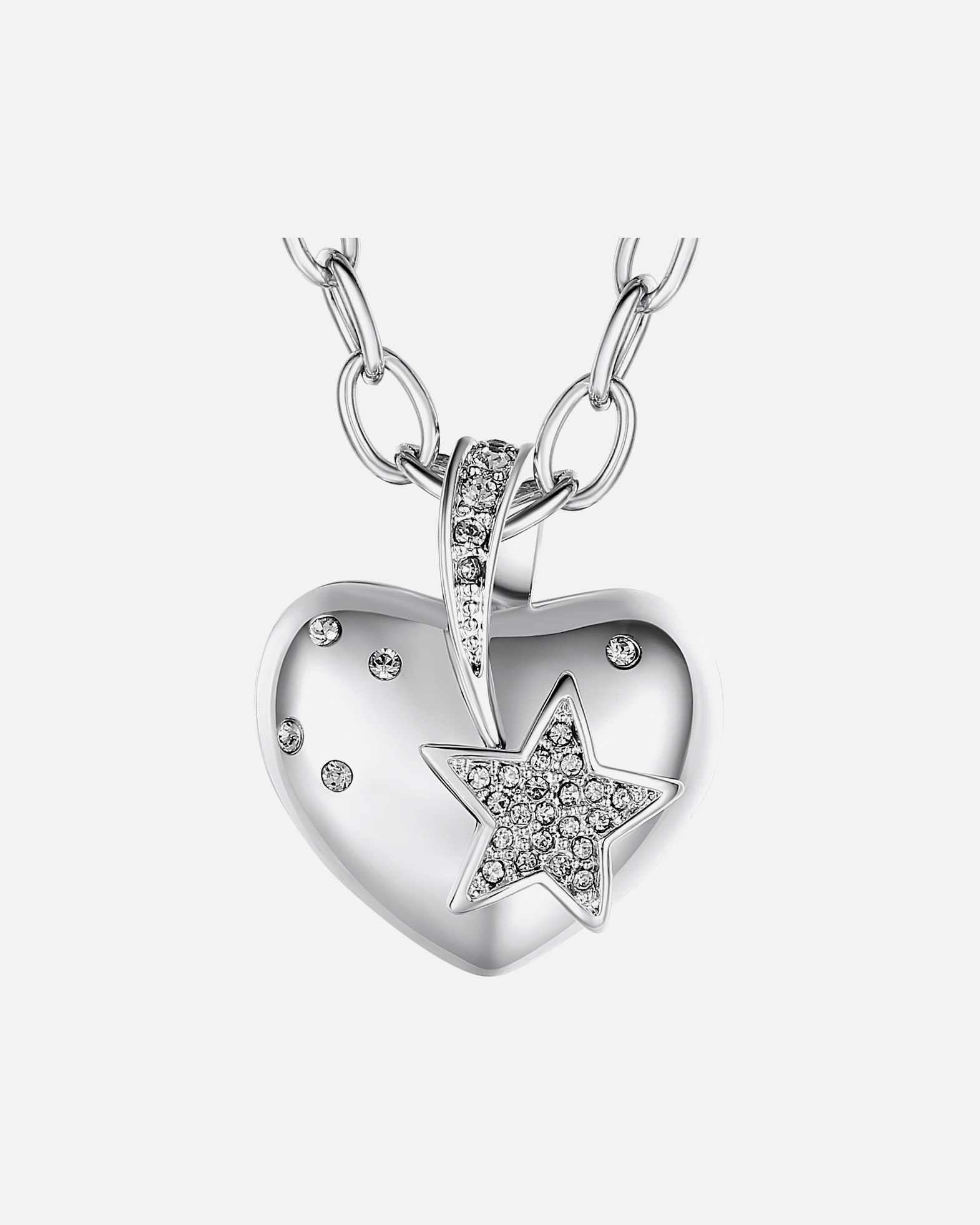 Halskette für Weiblich Lulu & Jane Halskette Herz Metall-Legierung verziert mit Kristallen von Swarovski® in Silber 1 Stück