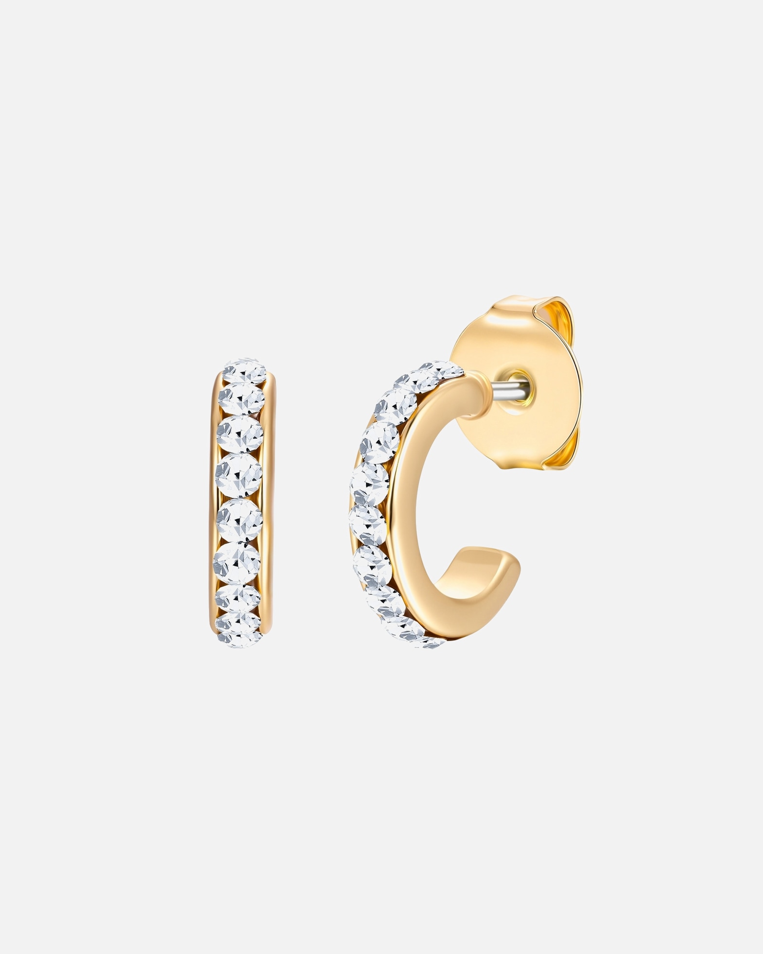 Creolen für Weiblich Lulu & Jane Creolen aus Metall-Legierung in Gelbgold mit Glaskristall 15,1 mm