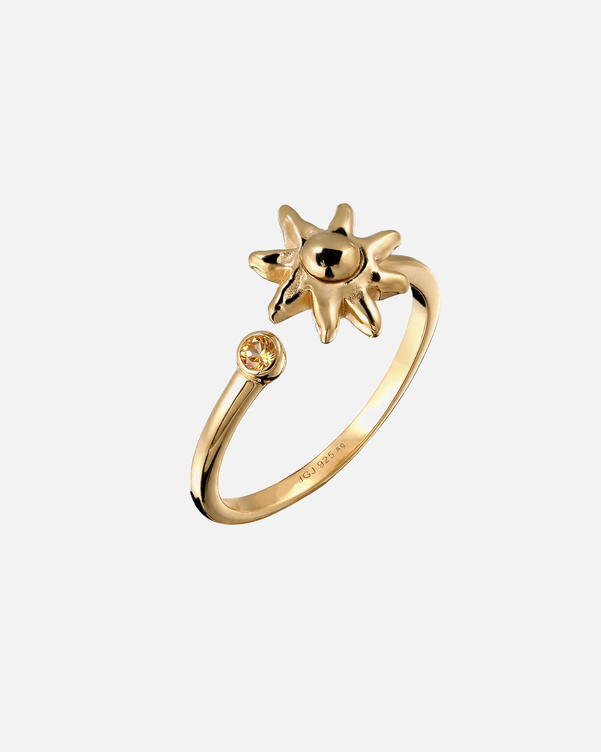 Ring für Weiblich Elli mit Citrin Sonnensymbol Gelb 925 Sterling Silber vergoldet 54