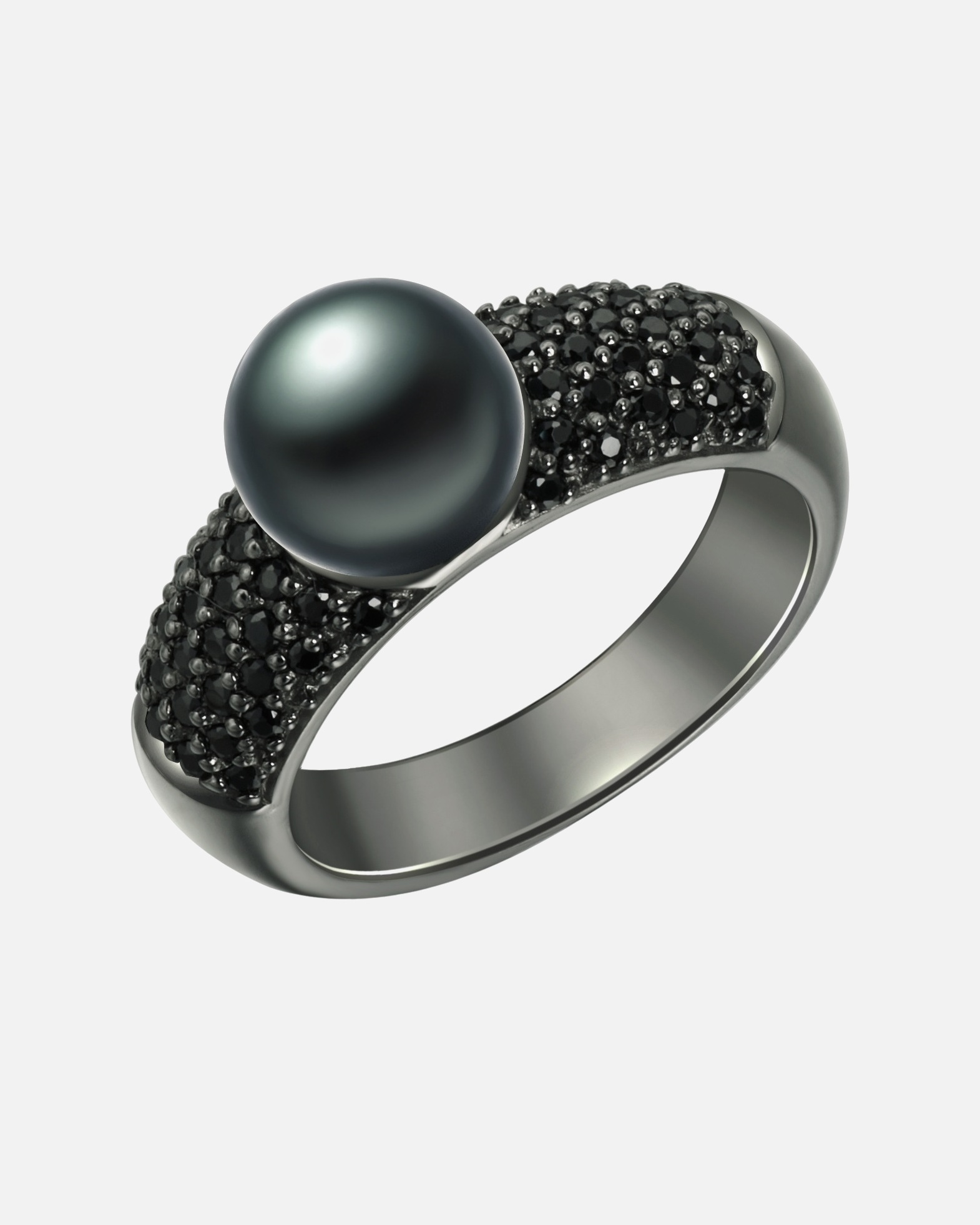 Ring für Weiblich Valero Pearls Perlen-Ring aus Sterling Silber in schwarz mit Zirkonia Süßwasser-Zuchtperle 58