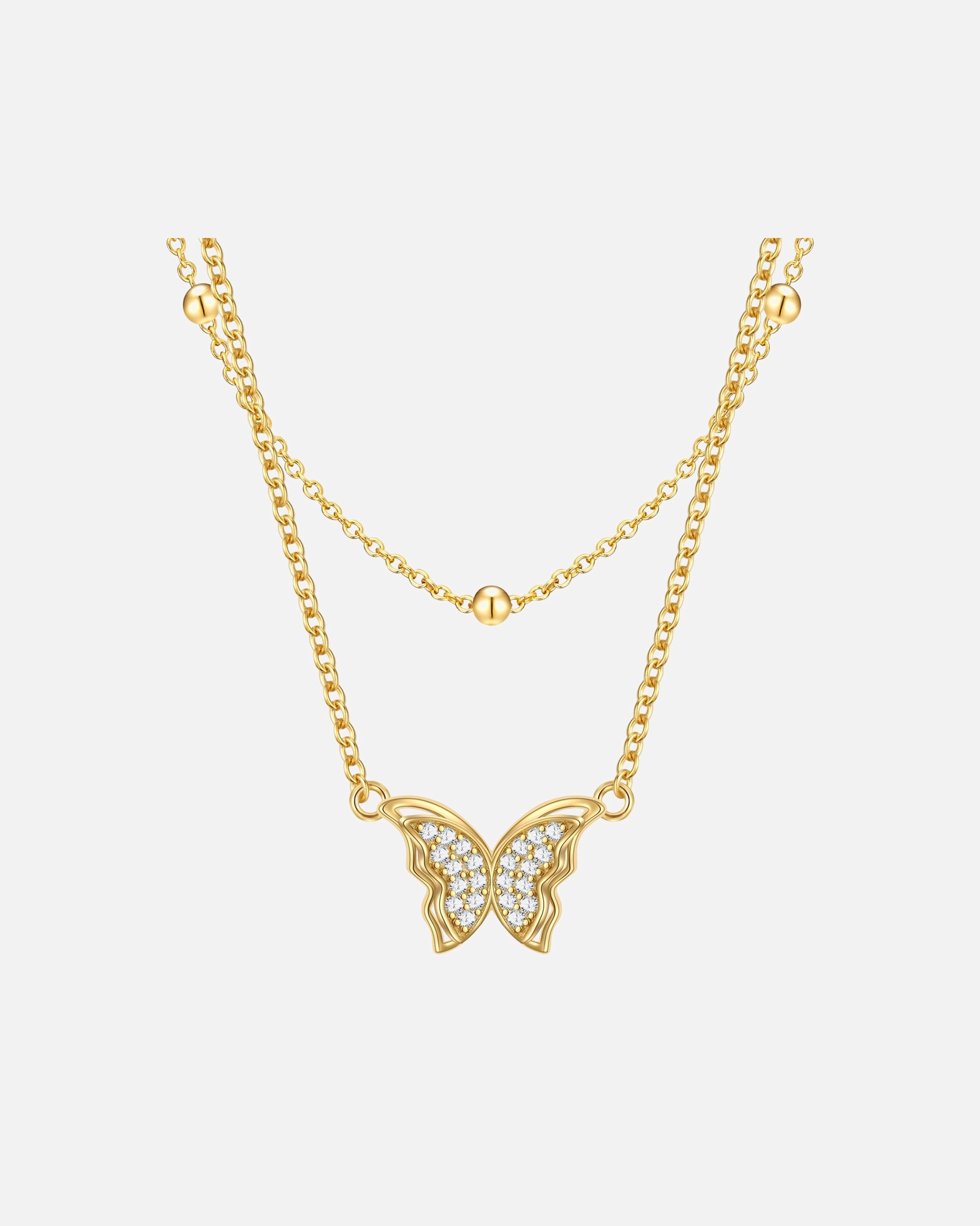 Halskette für Weiblich Rafaela Donata Halskette Schmetterling aus Sterling Silber in Gelbgold mit Zirkonia 1 Stück