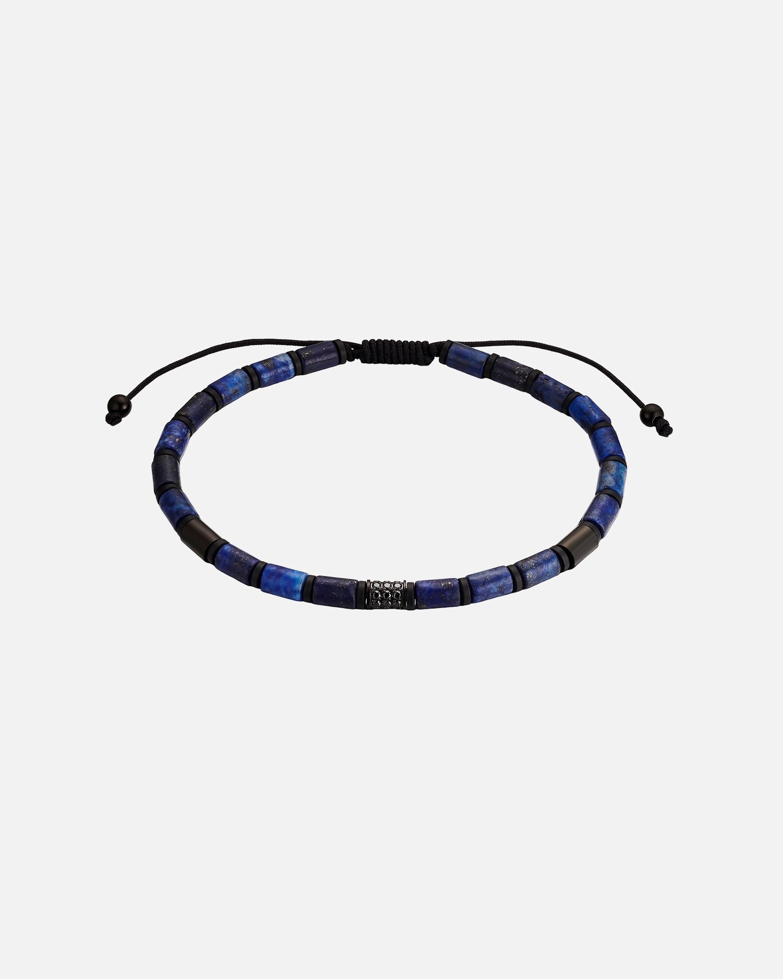 Armband für Männlich Armband aus Edelstahl in schwarz mit Hämatit und Lapislazuli 19,0 - 23,0 cm, flexibel einstellbar
