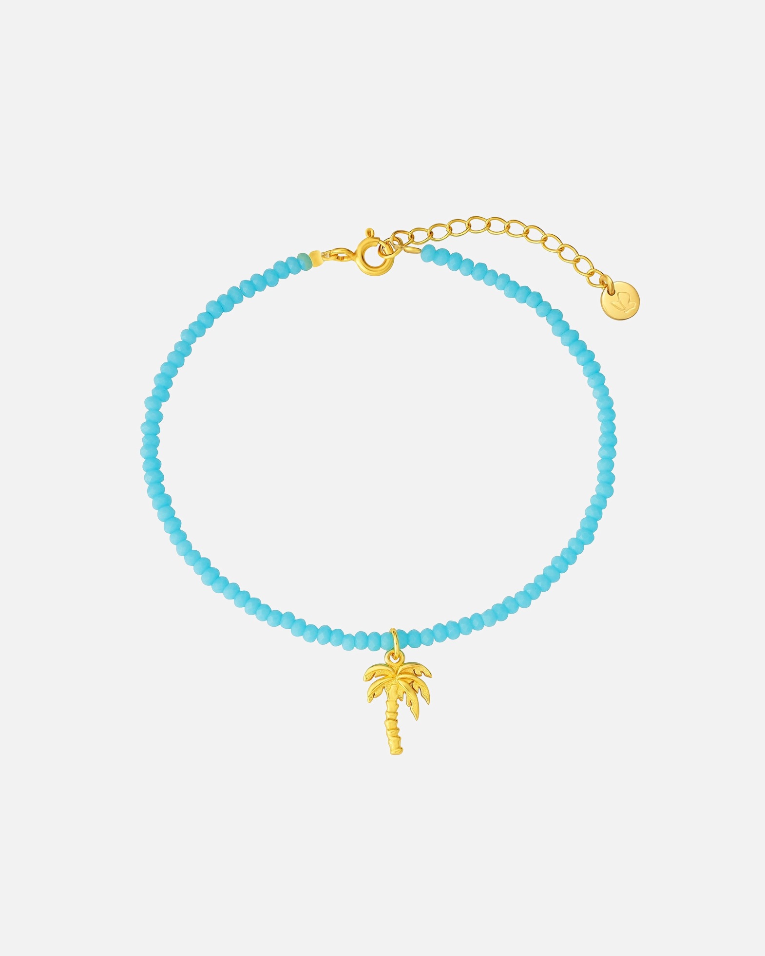 Armband für Weiblich Armband Palme aus Sterling Silber in gelbgold mit Glas 17,0 cm Basislänge + 3,0 cm Verlängerung