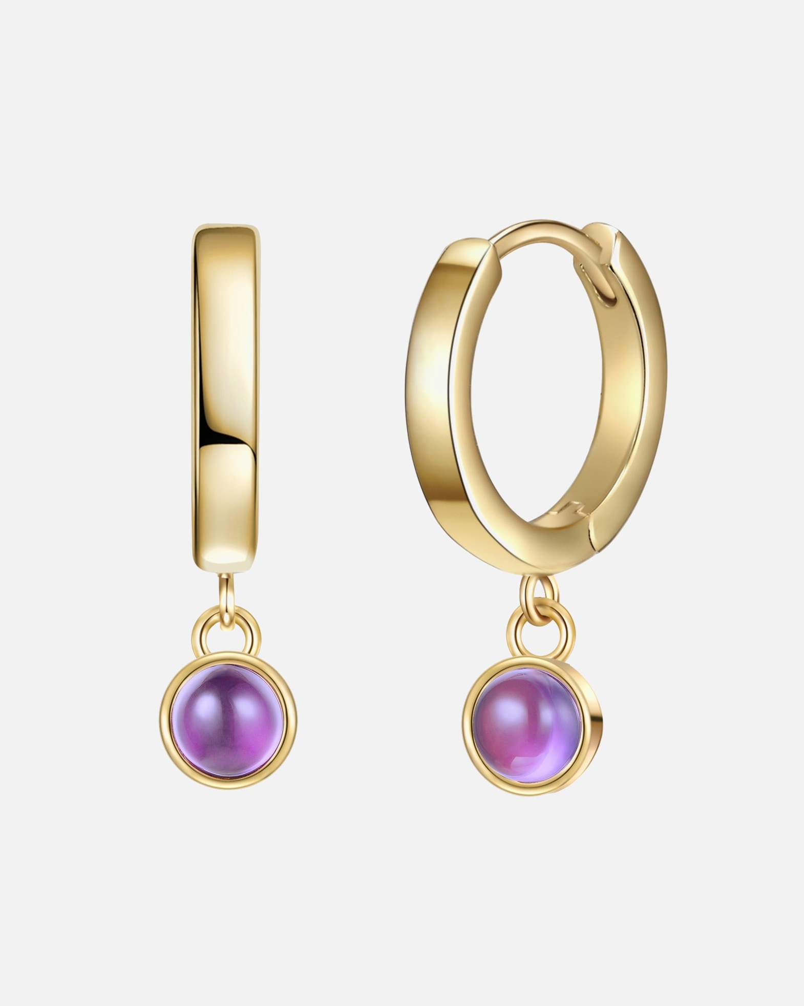 Ohrringe für Weiblich Glanzstücke München Creolen Sterling Silber Amethyst in Gelbgold 1 Stück