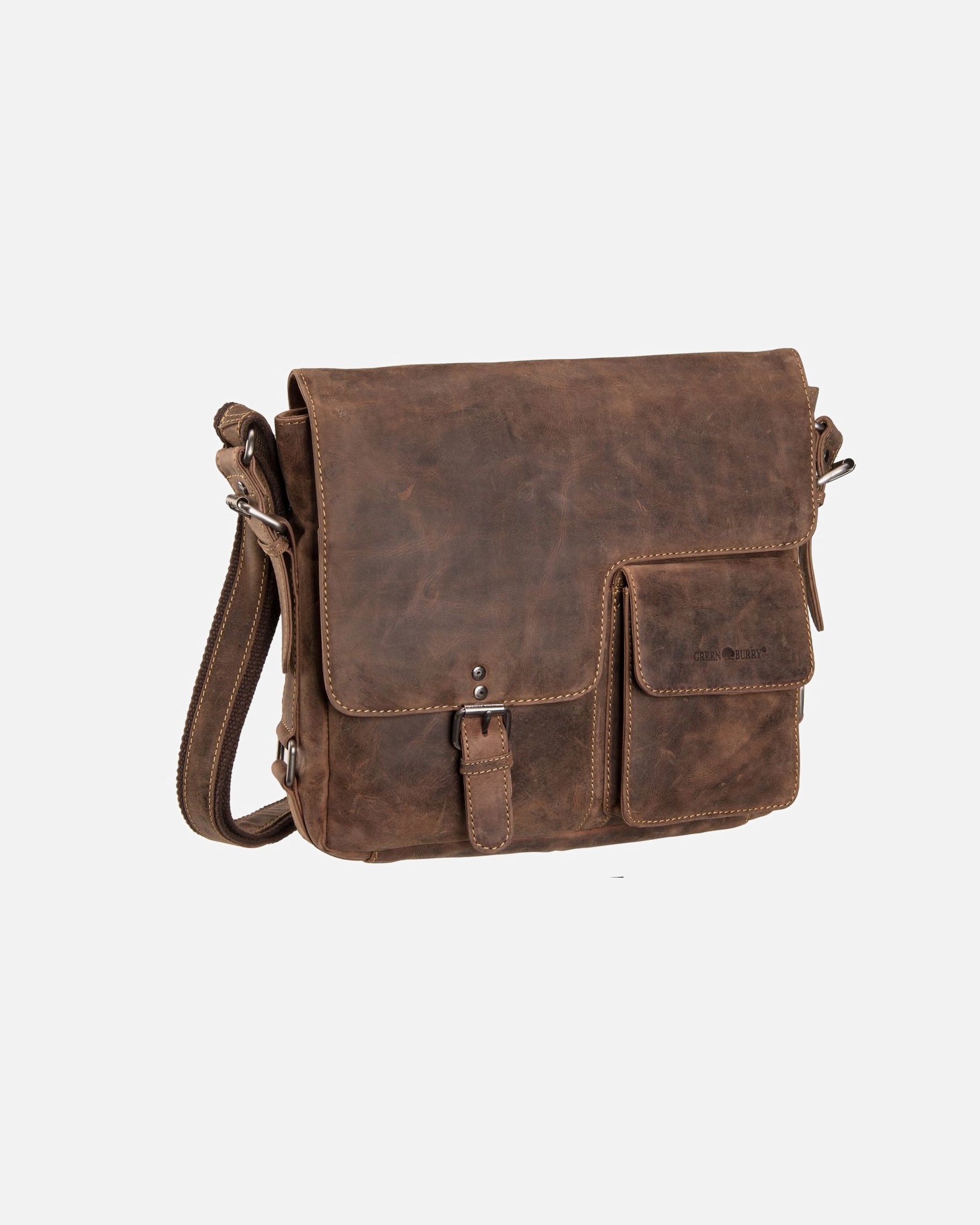 Umhängetasche für Männlich Greenburry Umhängetasche Vintage Revival Messenger Sattelbraun