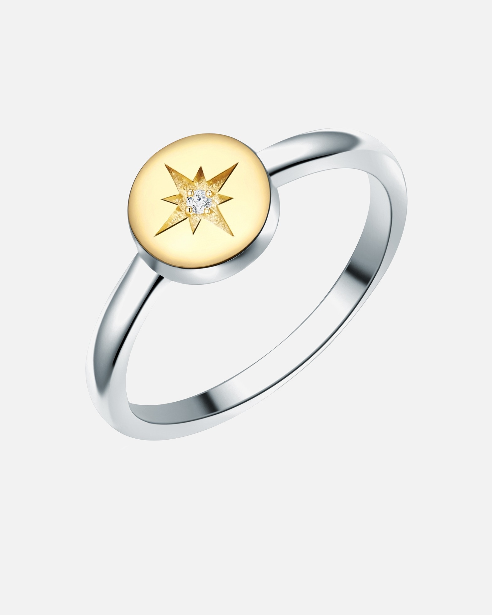 Ring für Weiblich Lulu & Jane Diamant-Ring Sterling Silber Diamant in Silber/Gelbgold 54