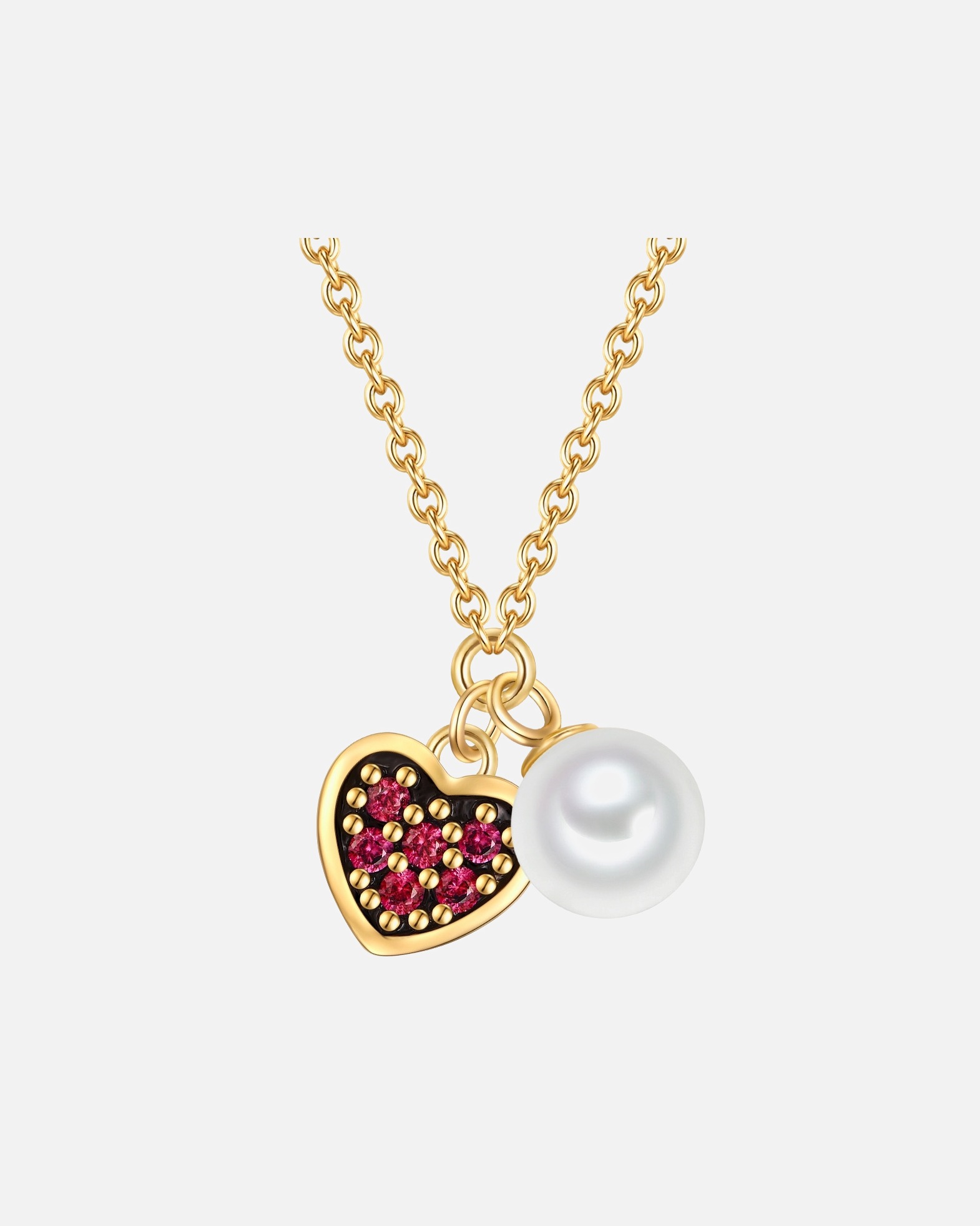 Halskette für Weiblich Glanzstücke München Halskette Herz aus Sterling Silber in Gelbgold mit Zirkonia und Süßwasser-Zuchtperle 1 Stück