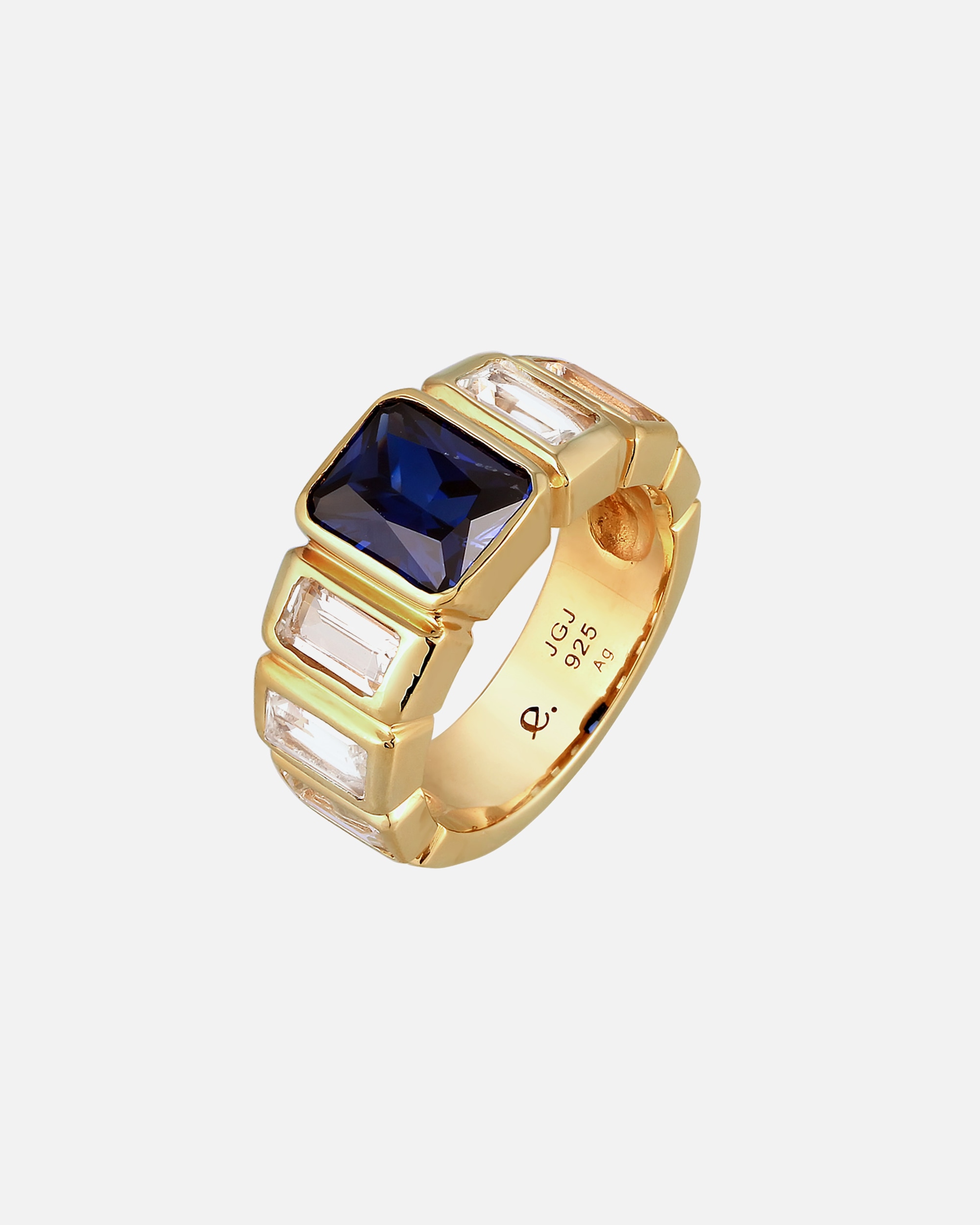 Ring für Weiblich Elli PREMIUM Topas laborgezüchteter Saphir Dunkelblau 925 Sterling Silber 52