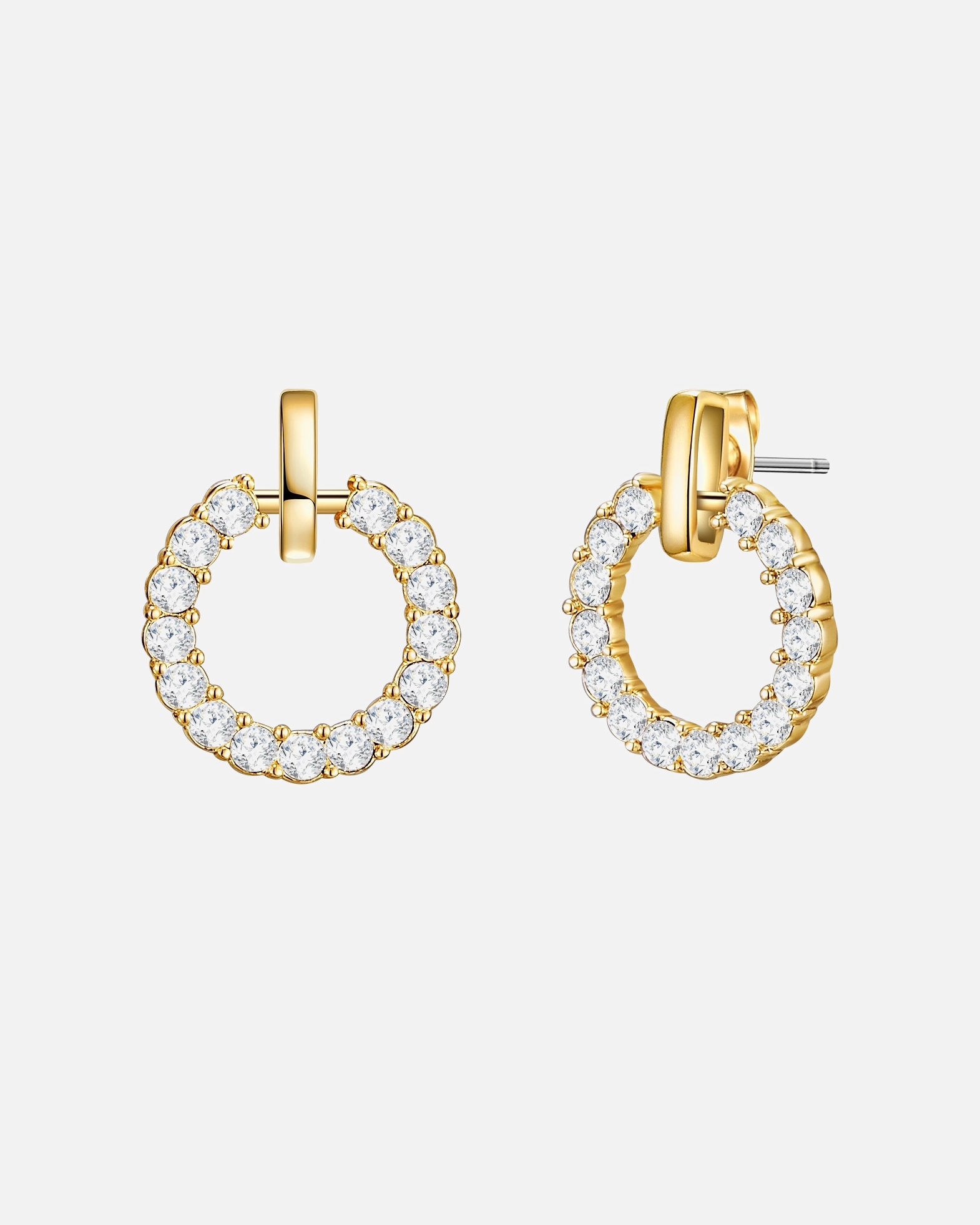 Ohrringe für Weiblich Lulu & Jane Ohrstecker Kreis Messing verziert mit Kristallen von Swarovski® in Gelbgold 1 Stück