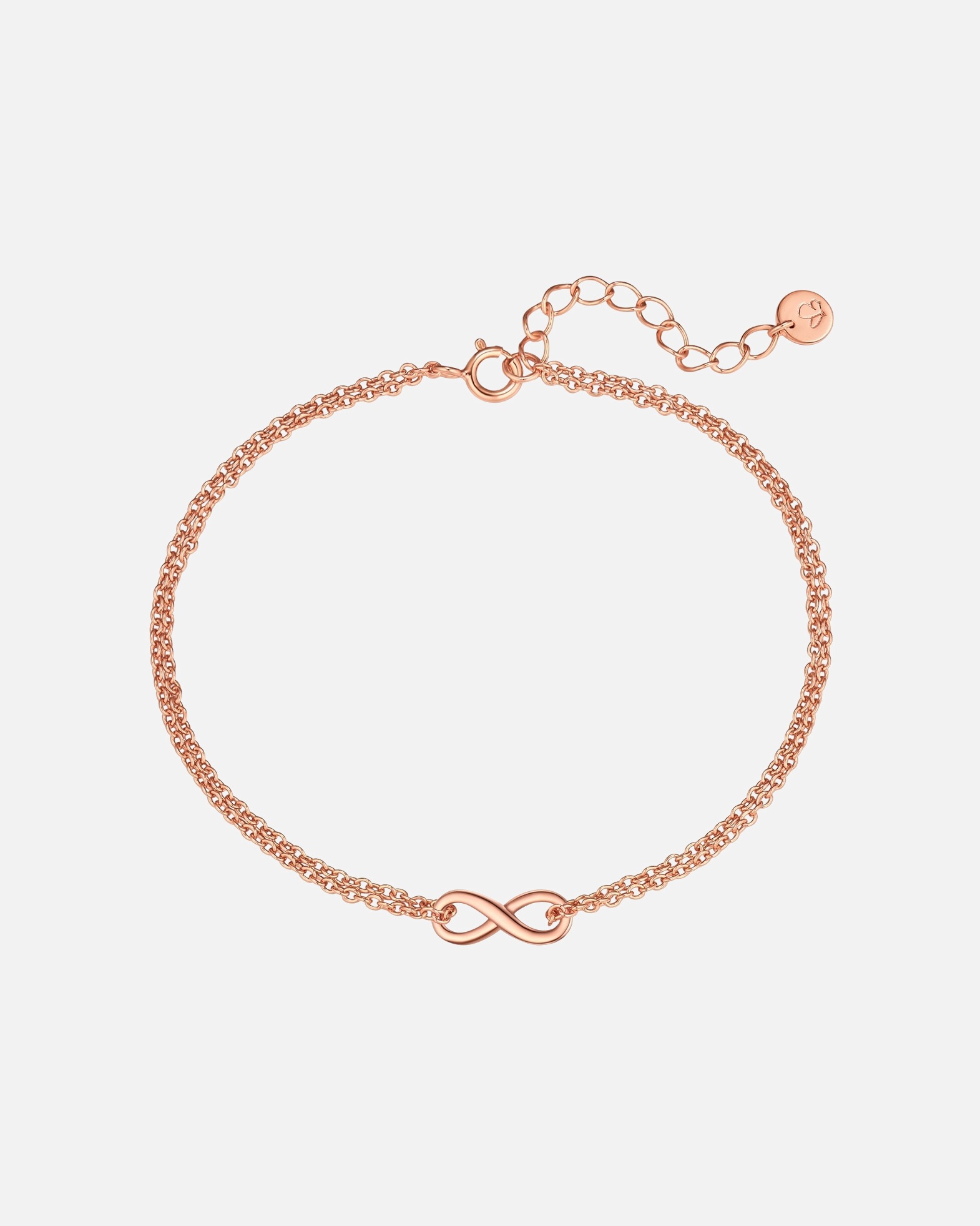 Armband für Weiblich Armband Infinity aus Sterling Silber in roségold 17,0 cm Basislänge + 3,0 cm Verlängerung