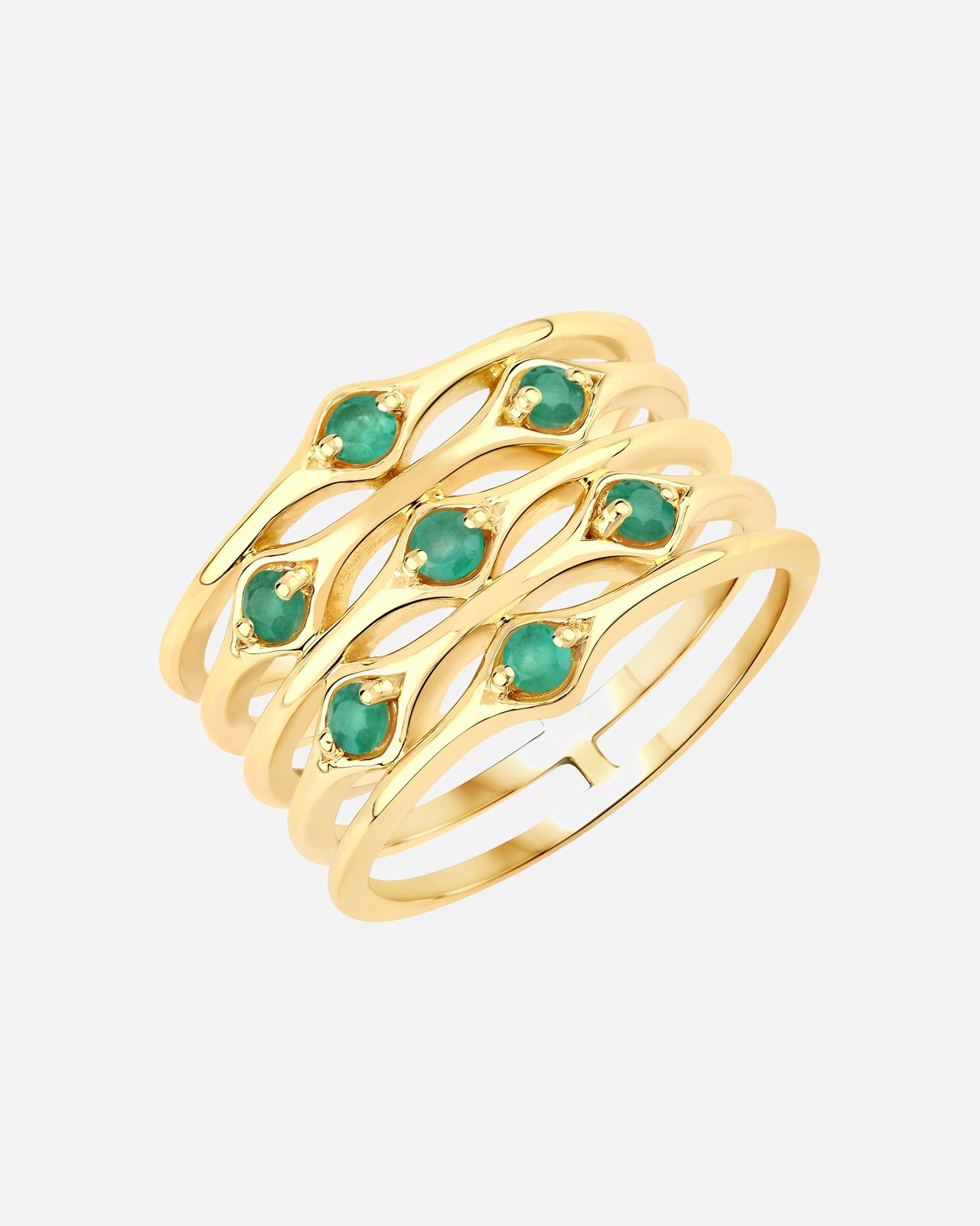 Ring für Weiblich Rafaela Donata Ring Sterling Silber Smaragd in Gelbgold 52