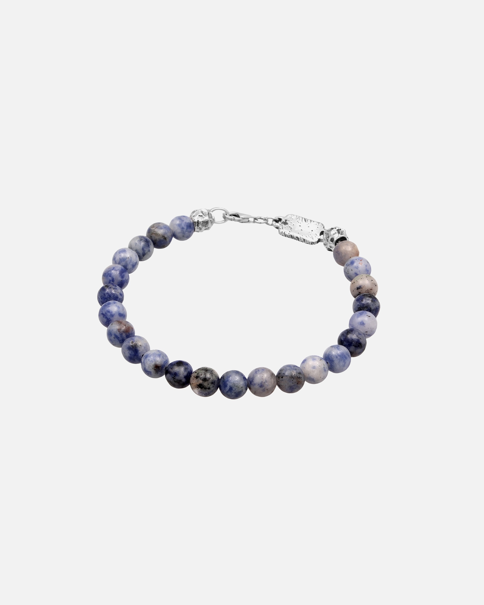 Armband für Männlich Haze & Glory Default Brand Line Edelstein Perlen Achat Blau 925 Sterling Silber 19