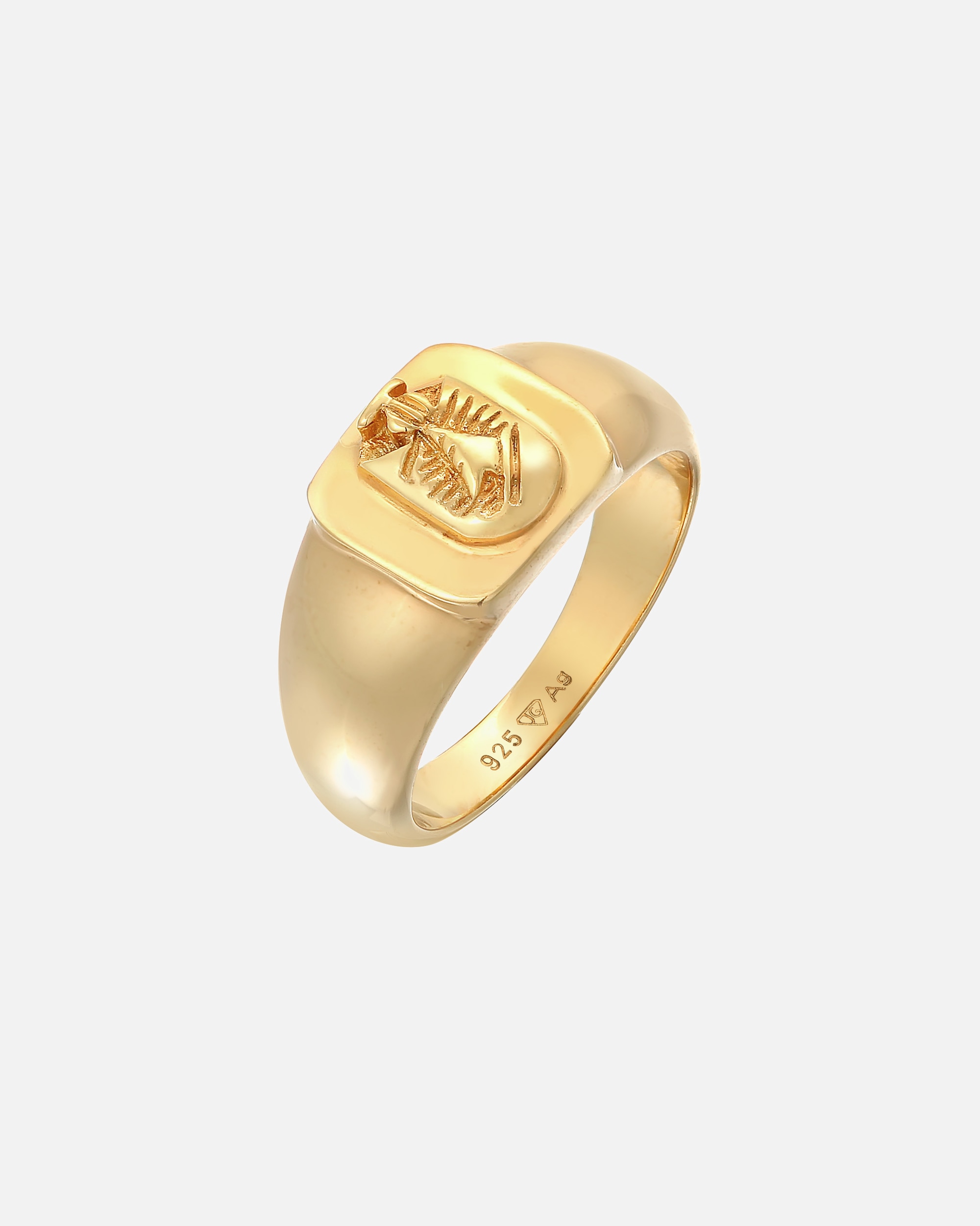 Ring für Männlich KUZZOI Siegelring Wappen Pinky Ring 925 Silber vergoldet 54