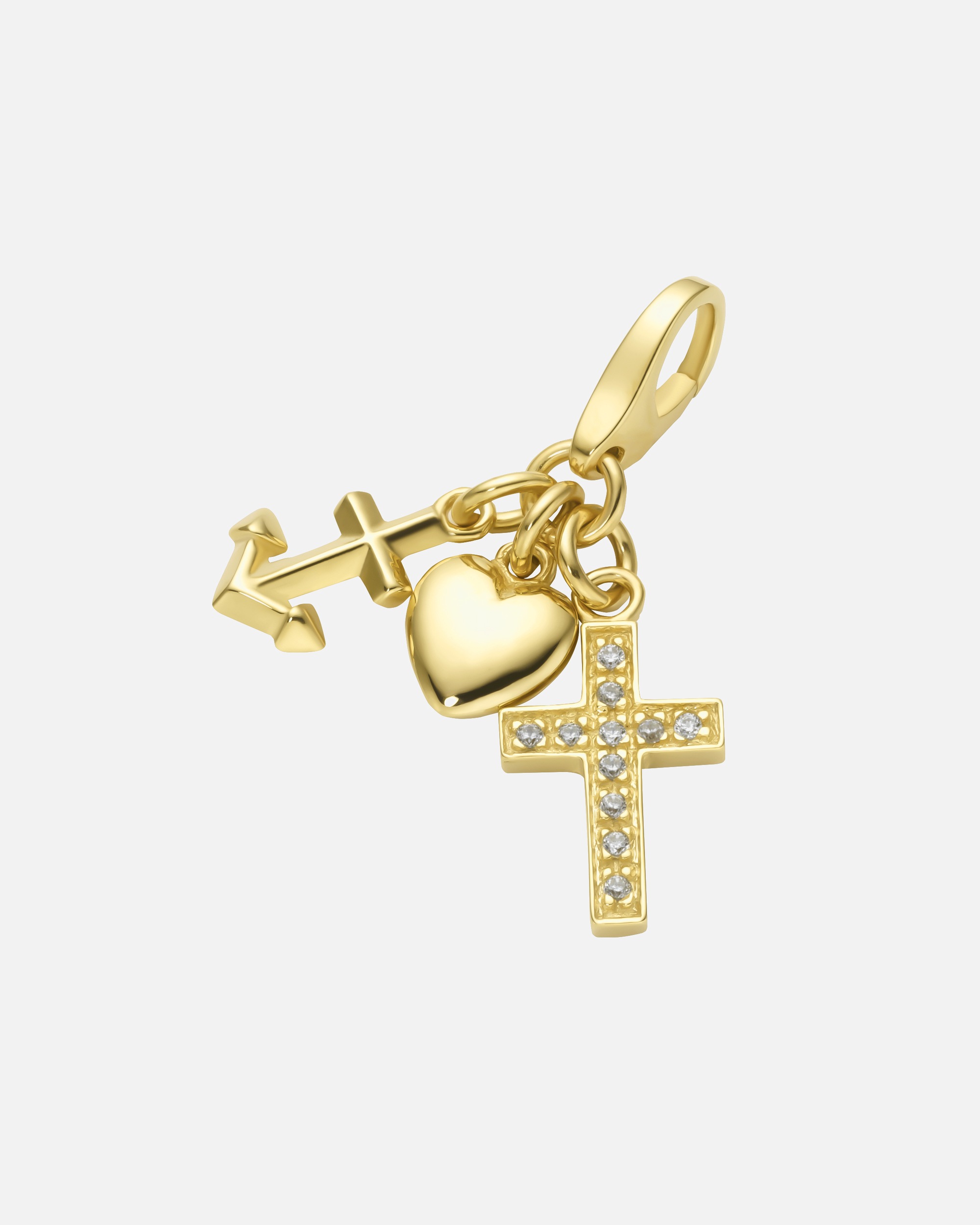 Schmuckanhänger für Weiblich Giorgio Martello Milano Charm Glaube Liebe Hoffnung, vergoldet, Silber 925 Onesize