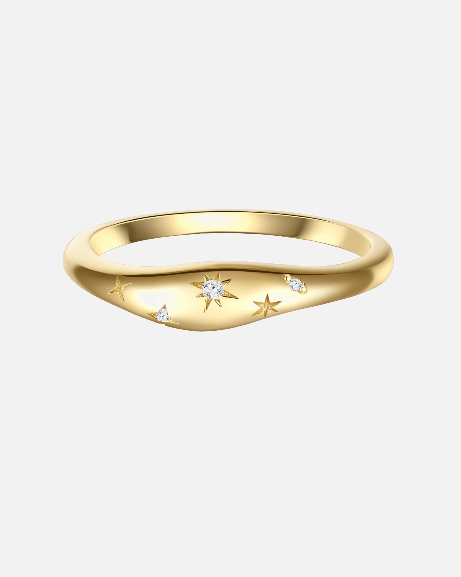 Ring für Weiblich Glanzstücke München Ring Sterling Silber gelbgold Zirkonia weiß 48