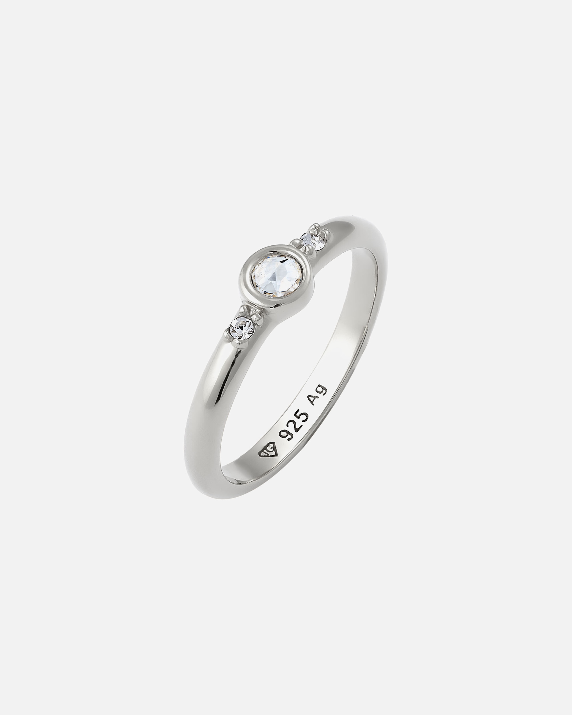 Ring für Weiblich Elli Solitär Weiß 925 Sterling Silber, mit Kristallen von Swarovski® 54