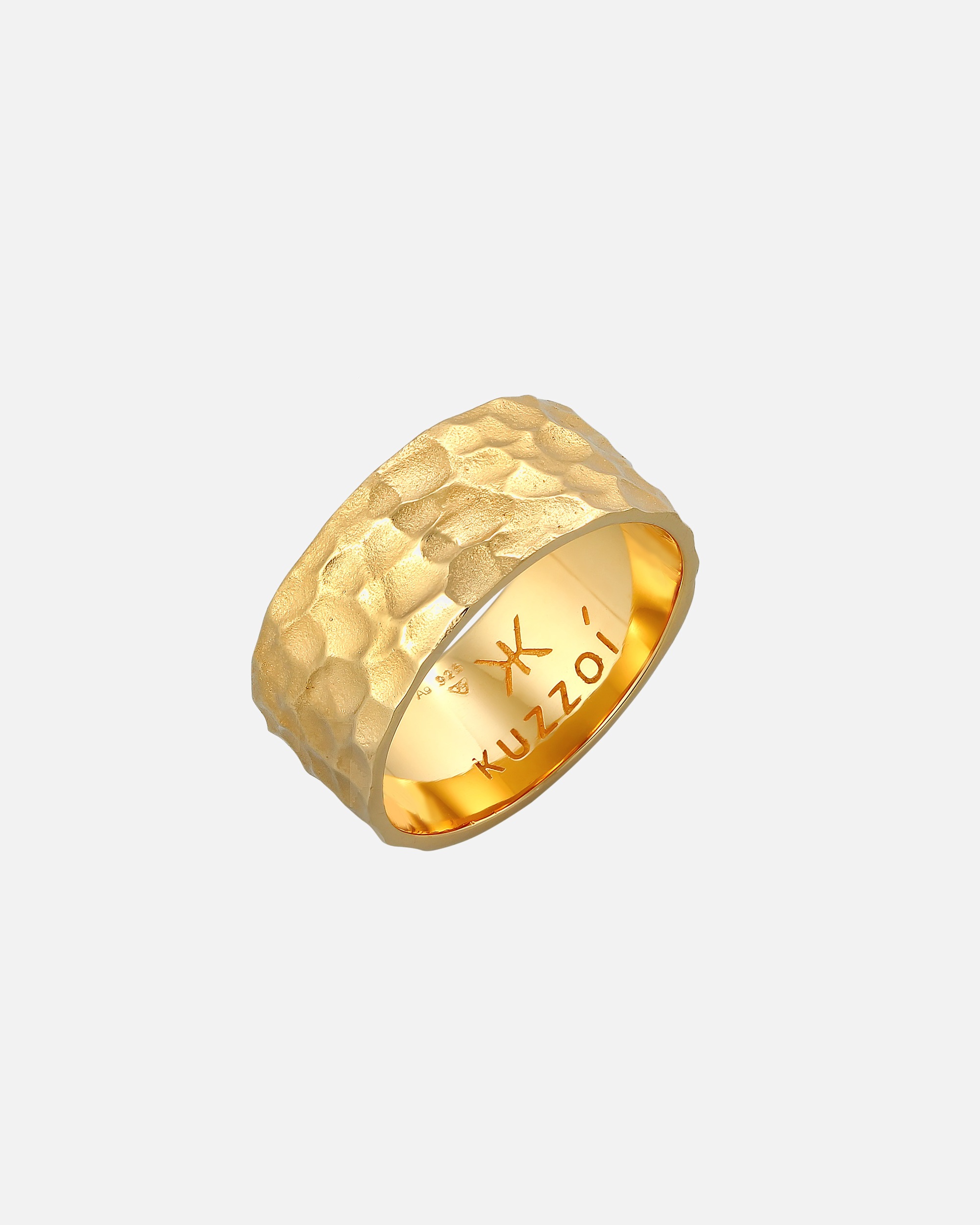 Ring für Männlich KUZZOI Herren Bandring Gehämmert Oxidiert 925 Silber 64