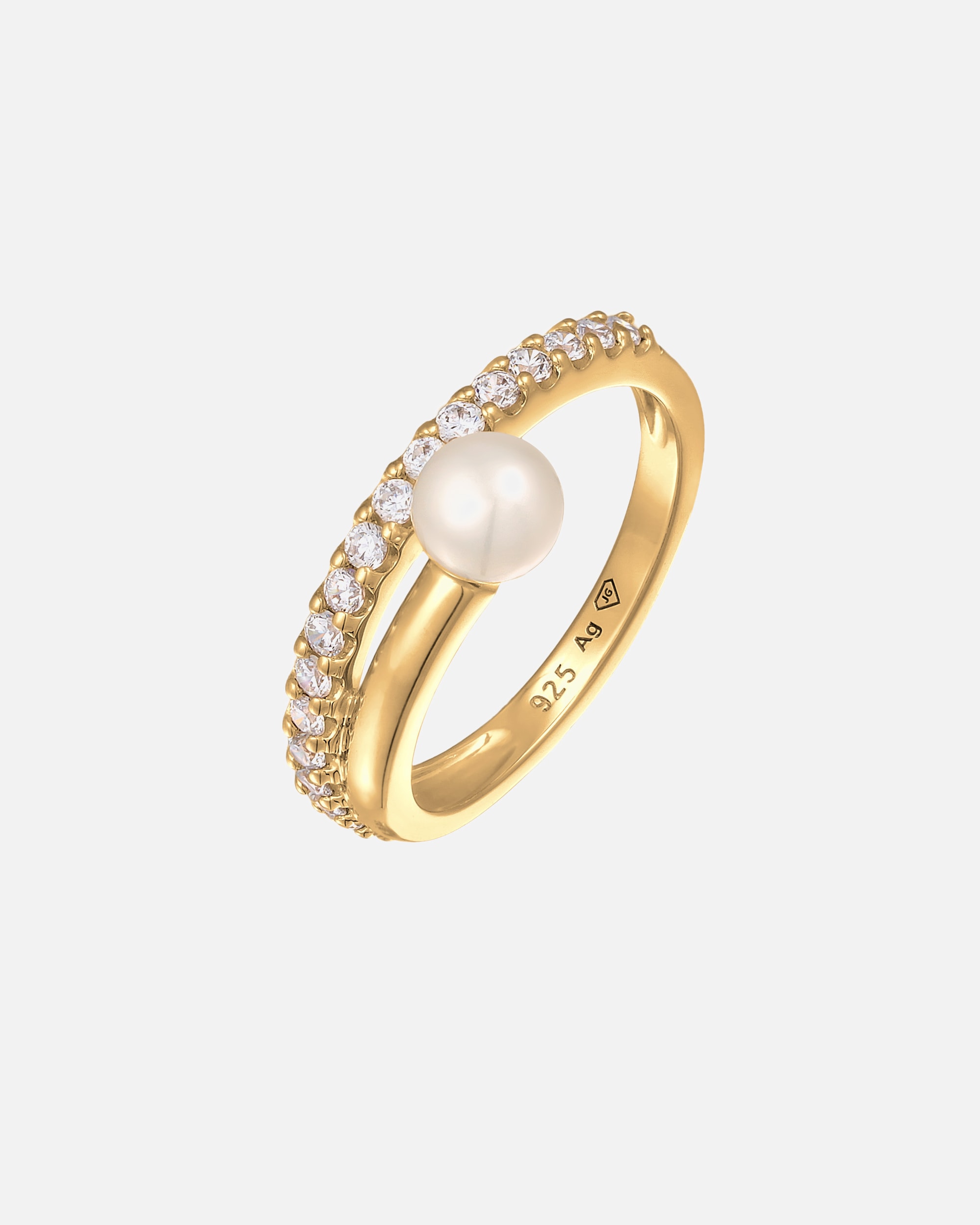 Ring für Weiblich Elli PREMIUM Süßwasserperle Zirkonia 925 Silber 58