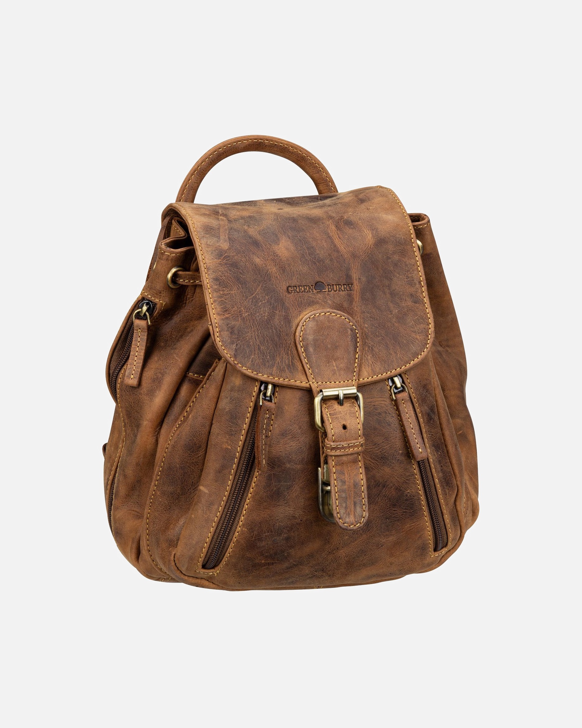 Rucksack für Weiblich Greenburry Rucksack Vintage 1605 Daypack Sattelbraun