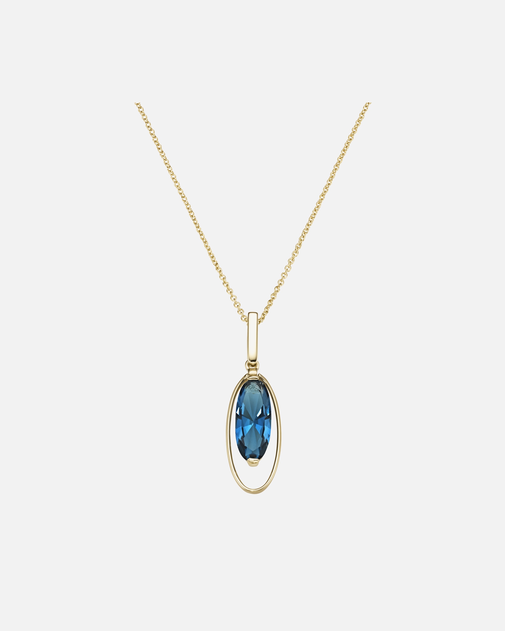 Halskette für Unisex Kette Anhänger mit Blautopas, Gold 375 45 cm