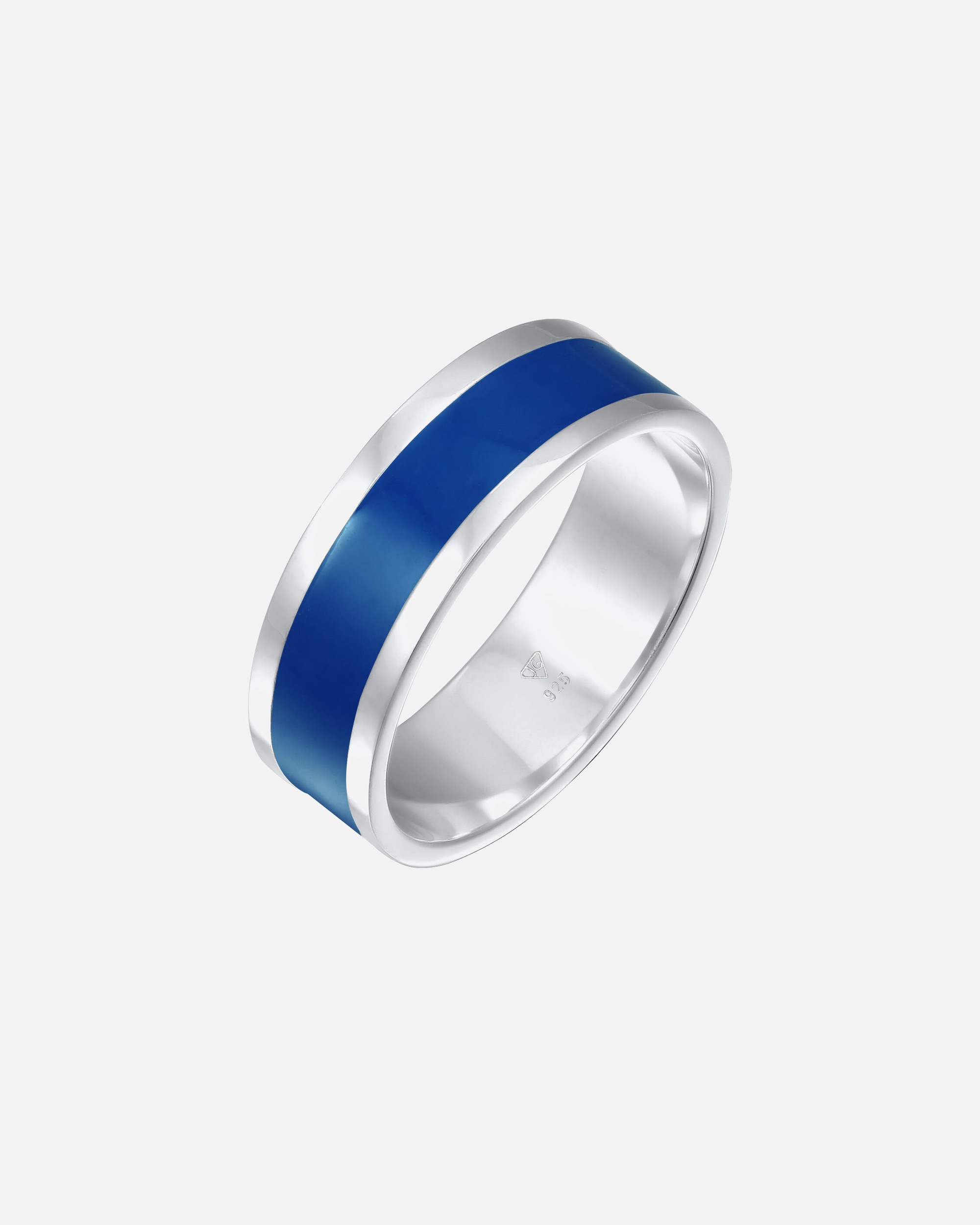 Ring für Männlich KUZZOI Herren Bandring Basic Geo Emaille Casual 925 Silber 1 Stück