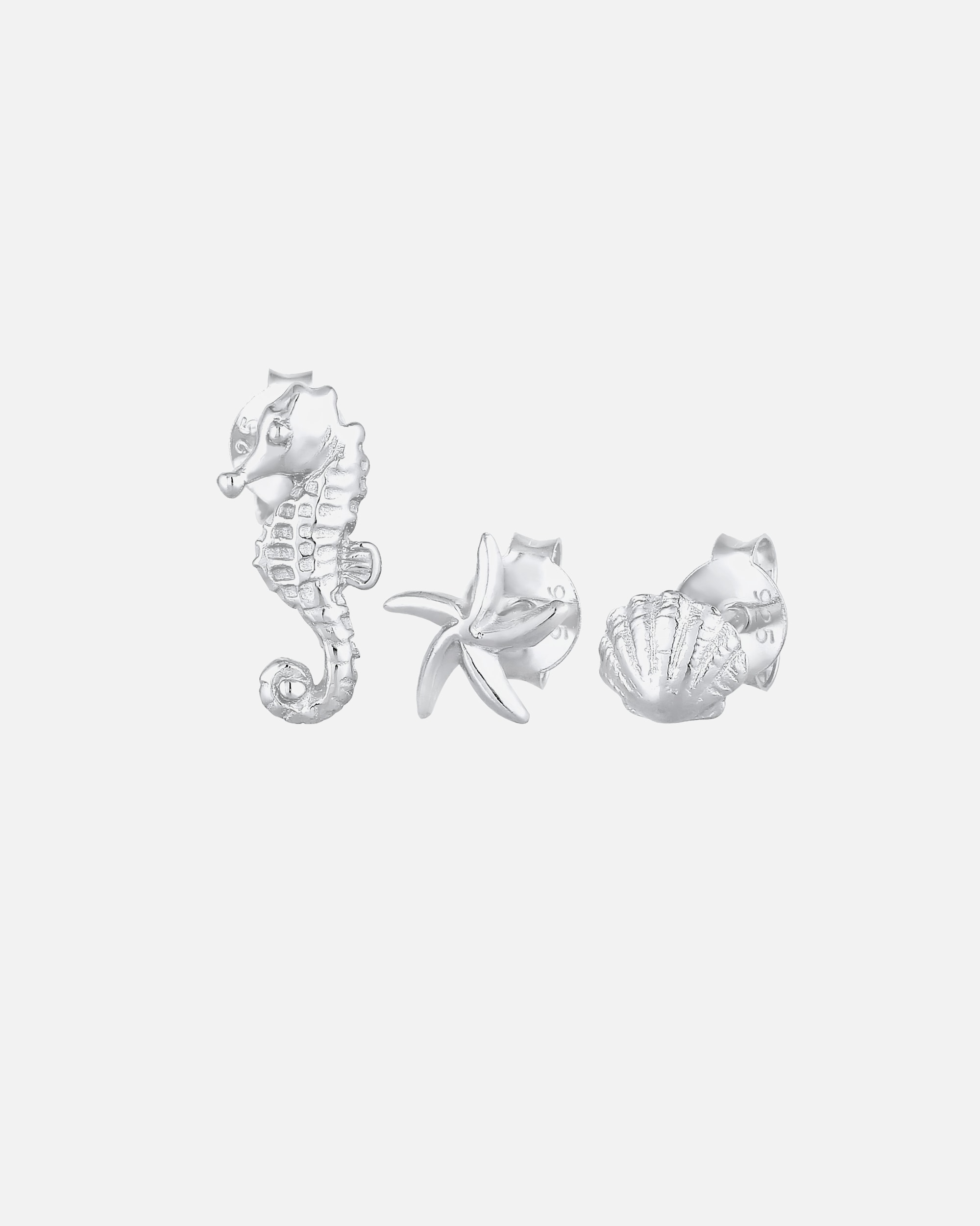 Ohrringe für Weiblich Elli Seestern Muschel Seepferd Stecker Set 925 Silber 1 Stück