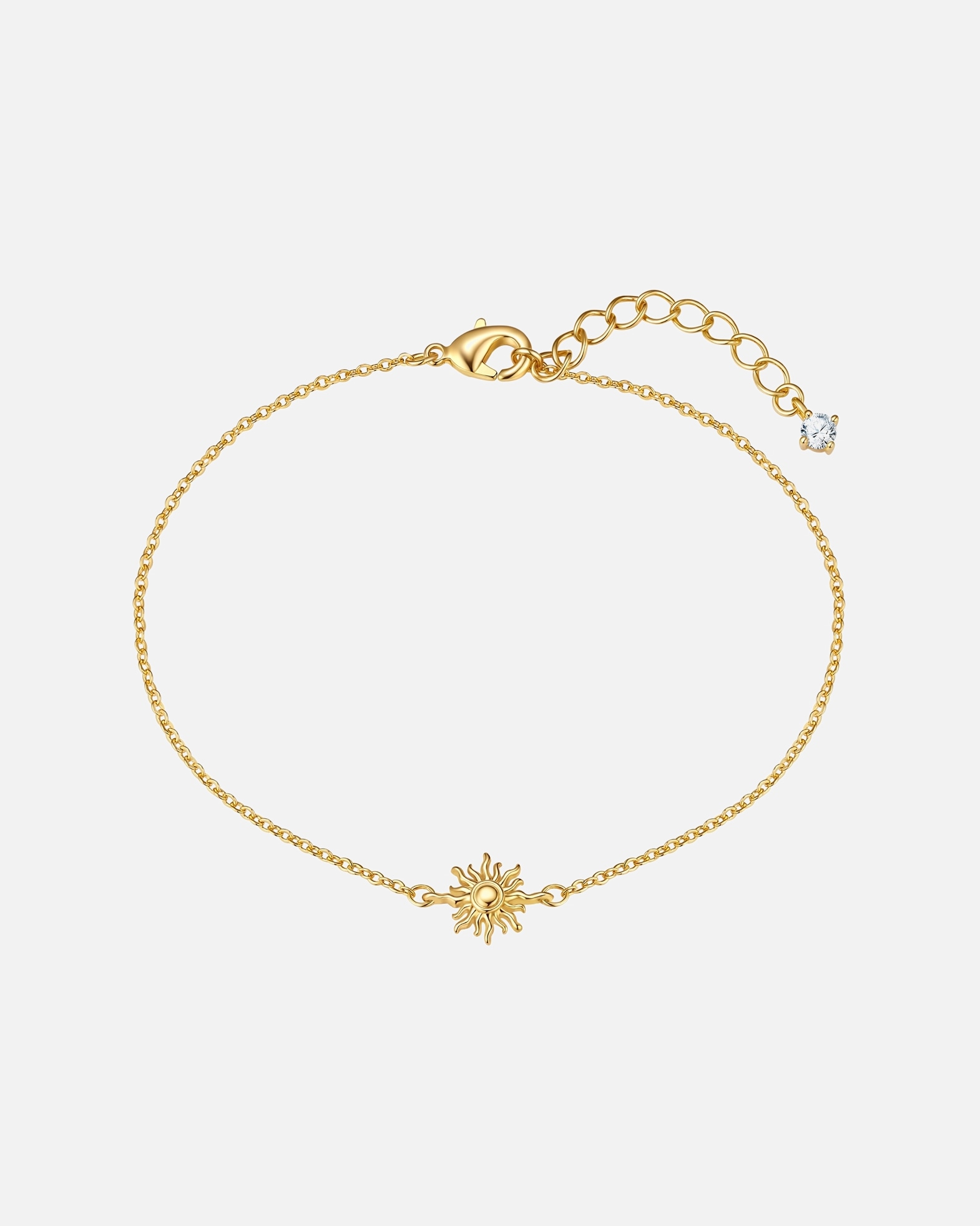 Armband für Weiblich Lulu & Jane Armband Sonne aus Messing in gelbgold mit Zirkonia 17,0 cm Basislänge + 3,0 cm Verlängerung