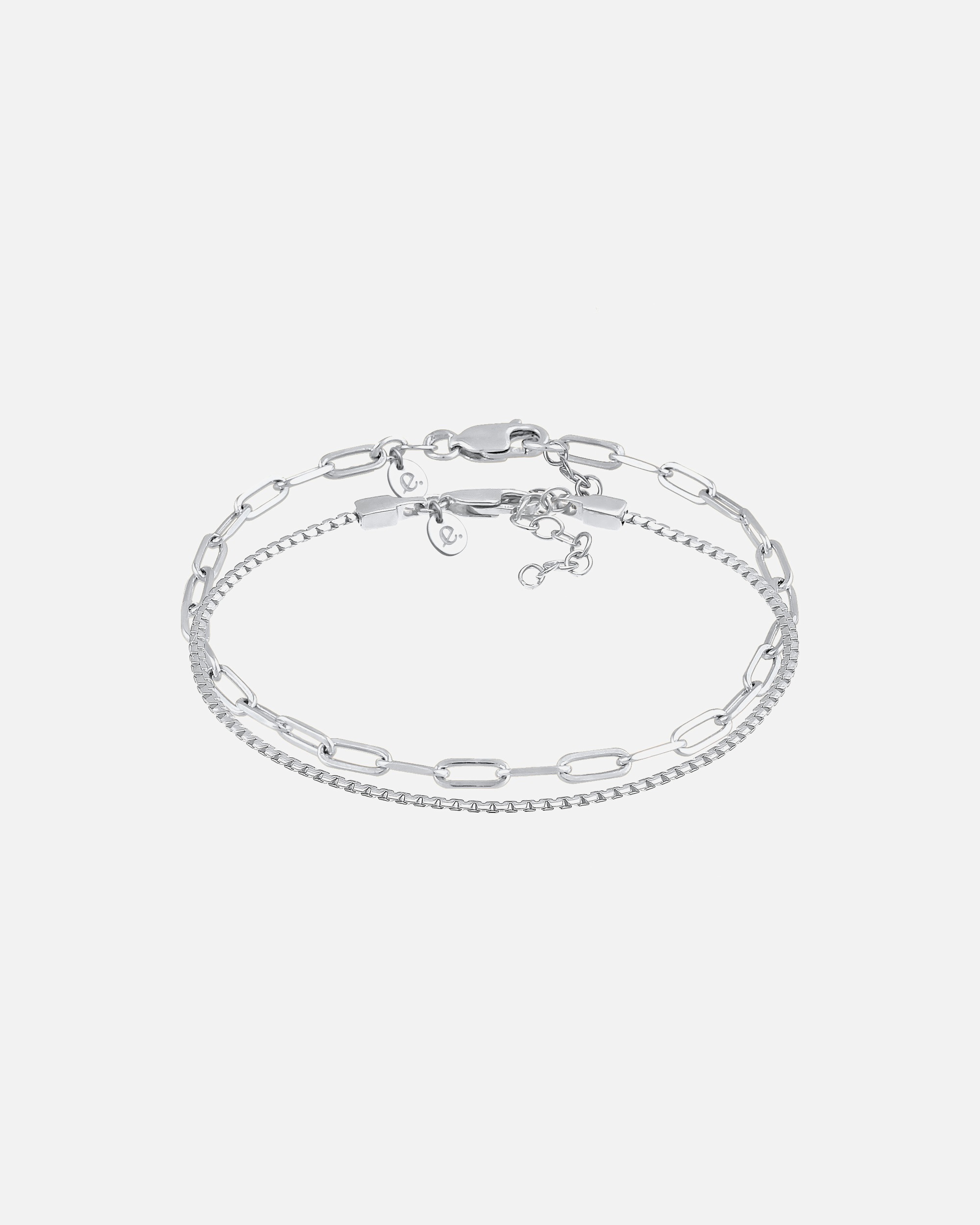 Armband für Weiblich Elli PREMIUM Glieder Oval Rund Basic 2er Set 925 Silber rhodiniert 1 Stück