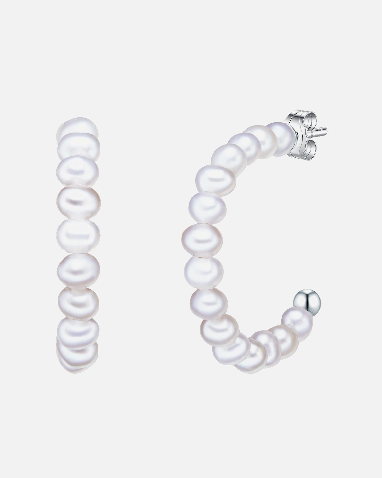 Creolen für Weiblich Valero Pearls Perlen-Creolen aus Sterling Silber in silber mit Süßwasser-Zuchtperle 1 Stück