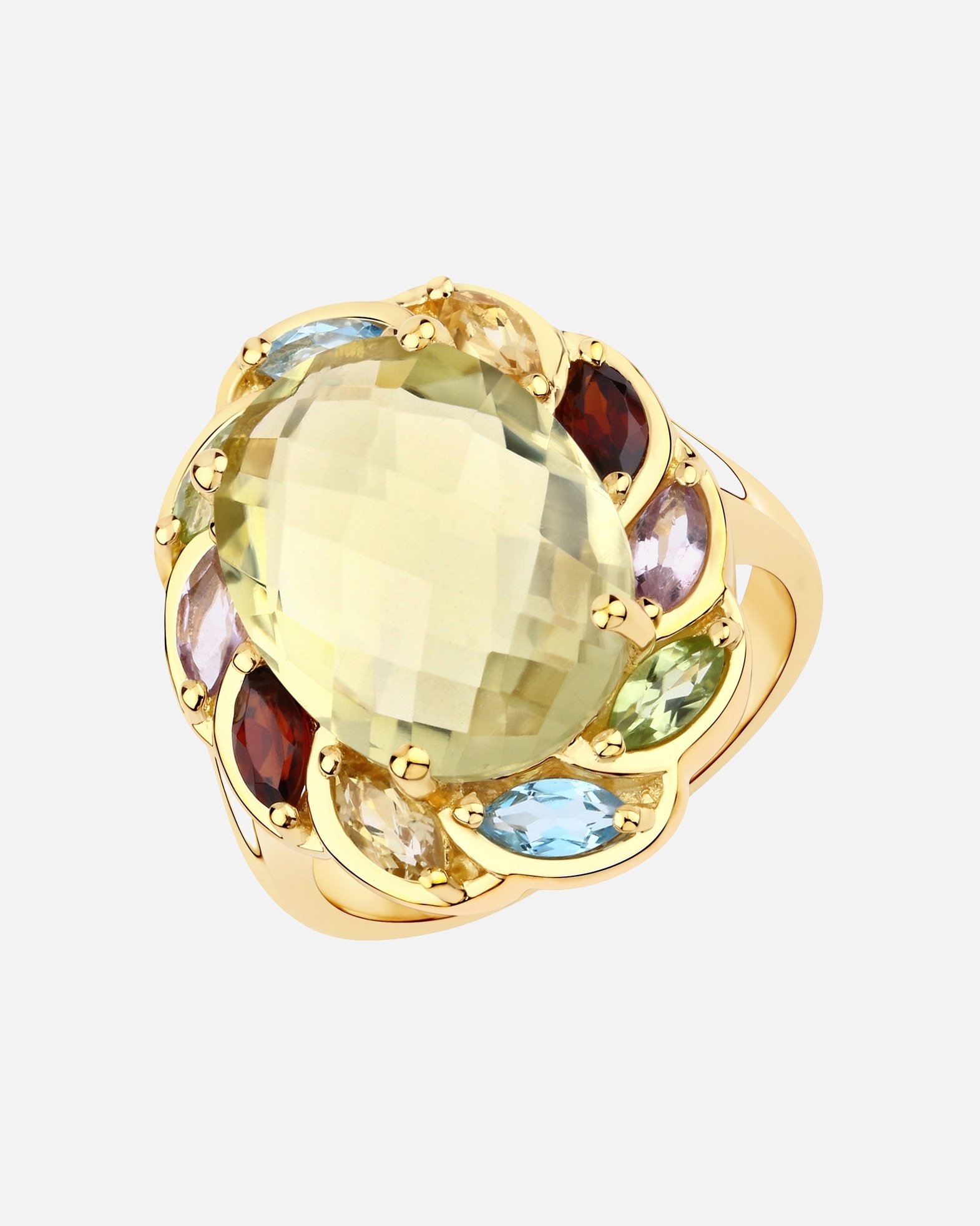 Ring für Weiblich Rafaela Donata Ring Sterling Silber Lemonquarz in Gelbgold 50