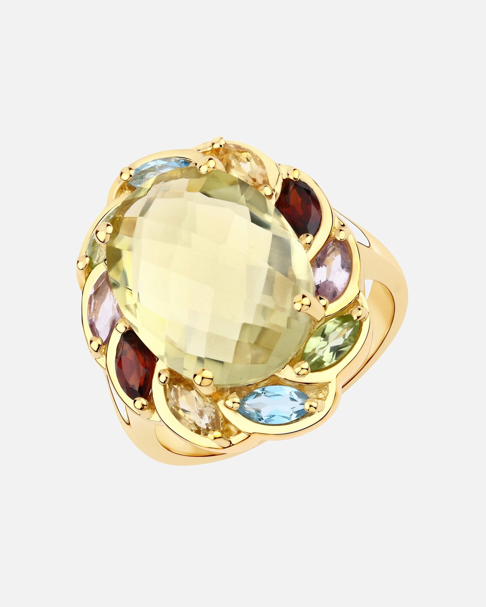 Ring für Weiblich Rafaela Donata Ring Sterling Silber Lemonquarz in Gelbgold 52