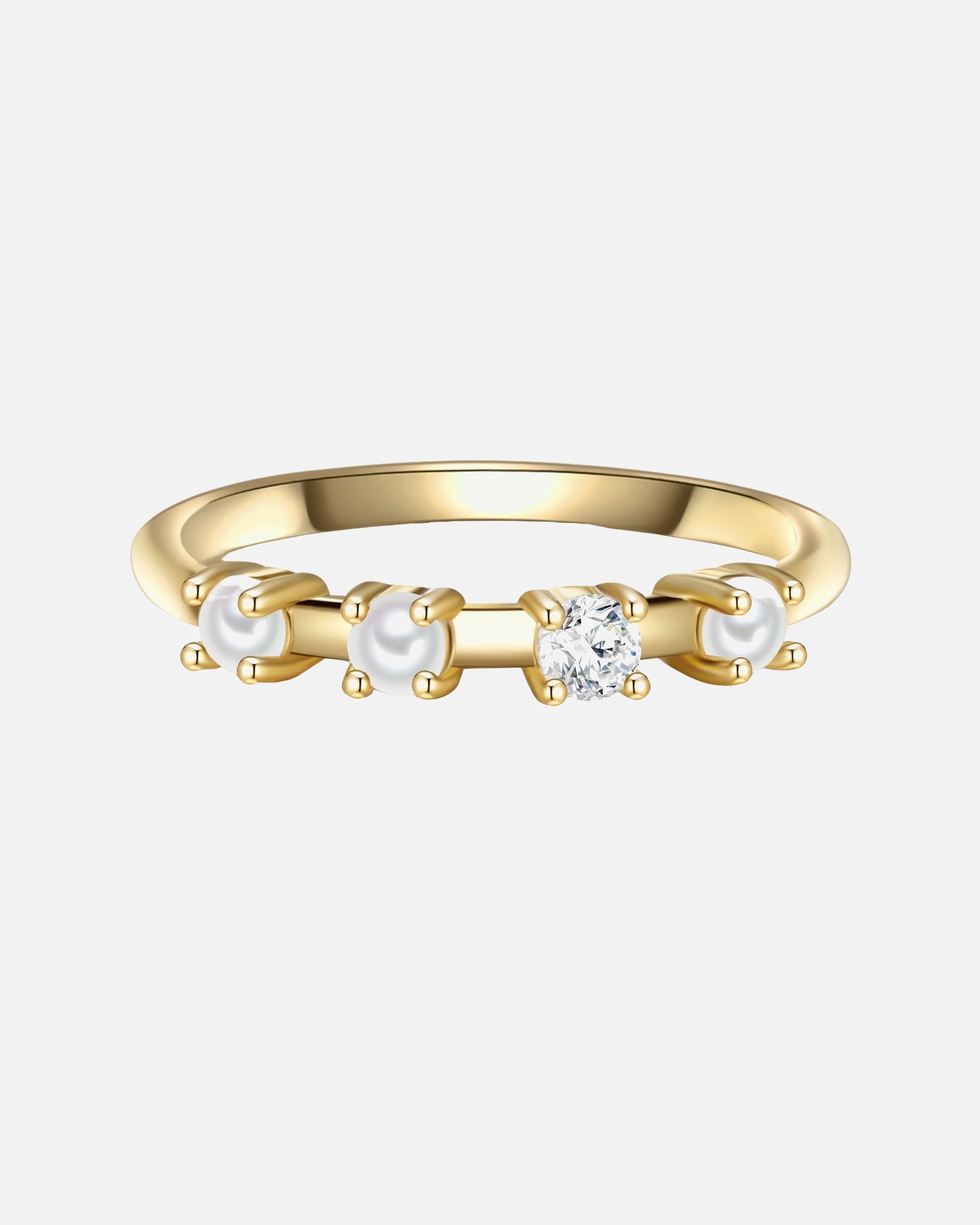 Ring für Weiblich Glanzstücke München Ring Sterling Silber Zirkonia Süßwasser-Zuchtperle in Gelbgold 48