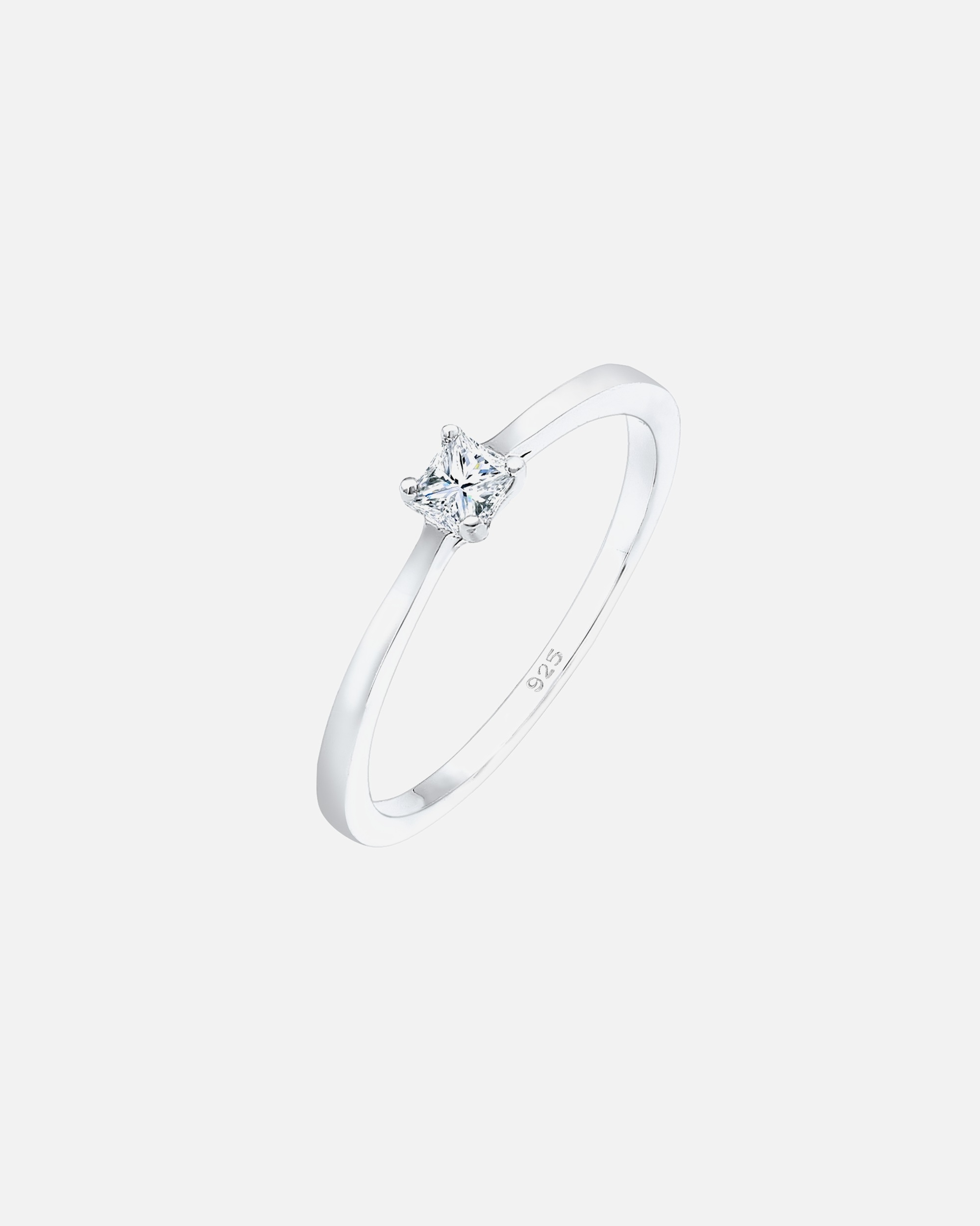 Ring für Weiblich Princess Cut Verlobung Diamant 0.1 ct. 925 Silber 56