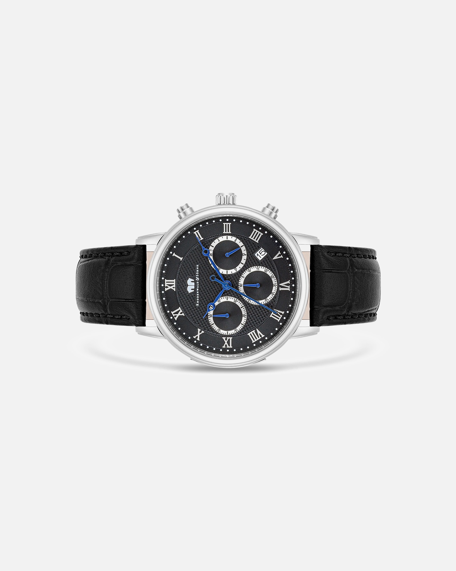 Uhr für Männlich Rhodenwald & Söhne Armband-Uhr Moonlight aus Echtleder in schwarz 1 Stück