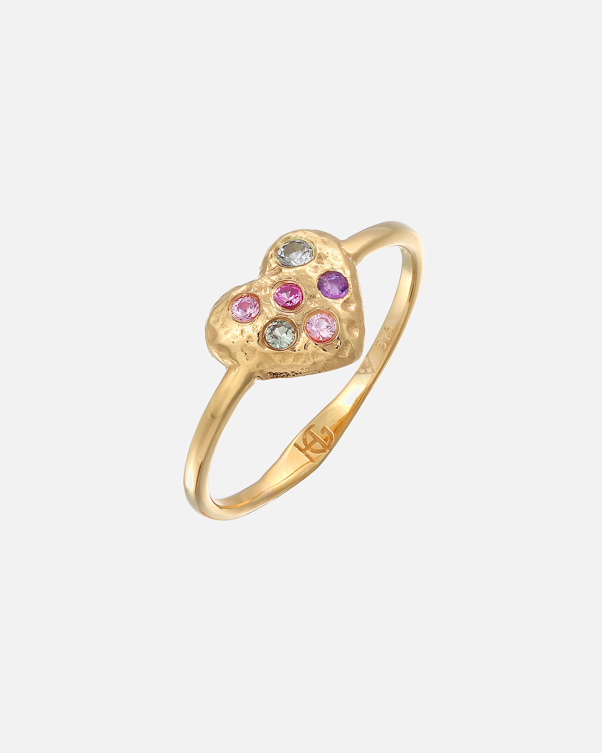 Ring für Weiblich Haze & Glory Default Brand Line Heart Turmalin Saphire Alexandrit 375 Gelbgold 52