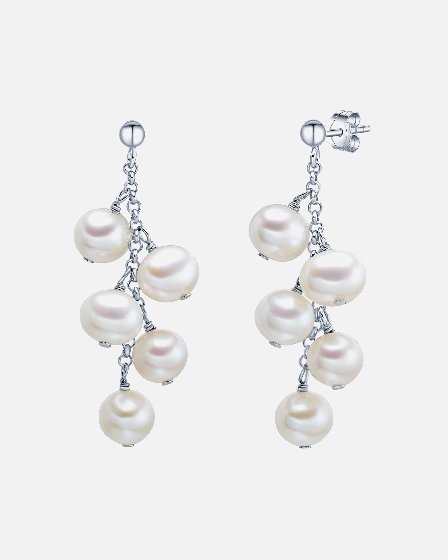 Ohrringe für Weiblich Valero Pearls Ohrstecker Sterling Silber Süßwasser-Zuchtperle in Silber 1 Stück